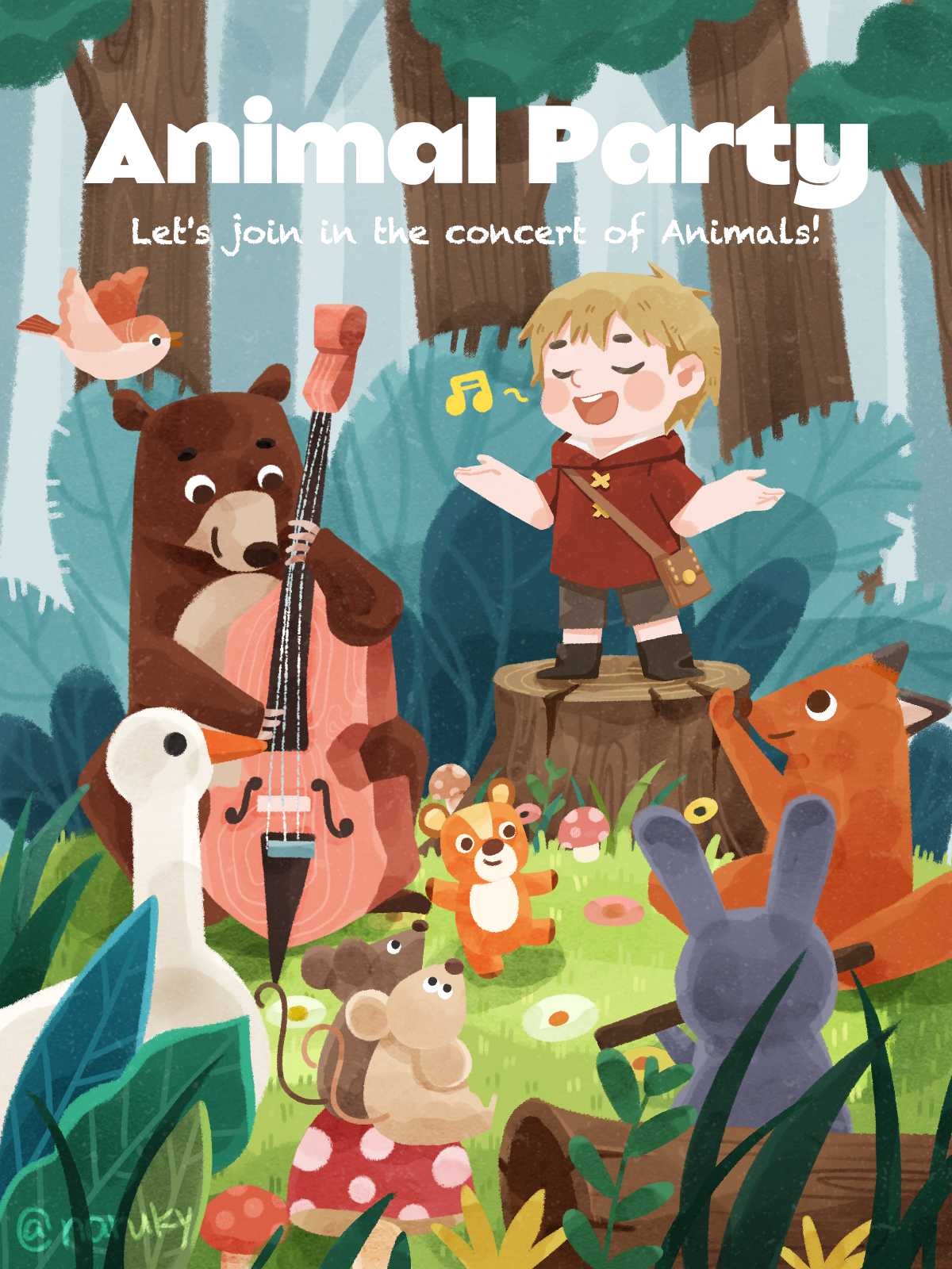 儿童插画森林音乐会