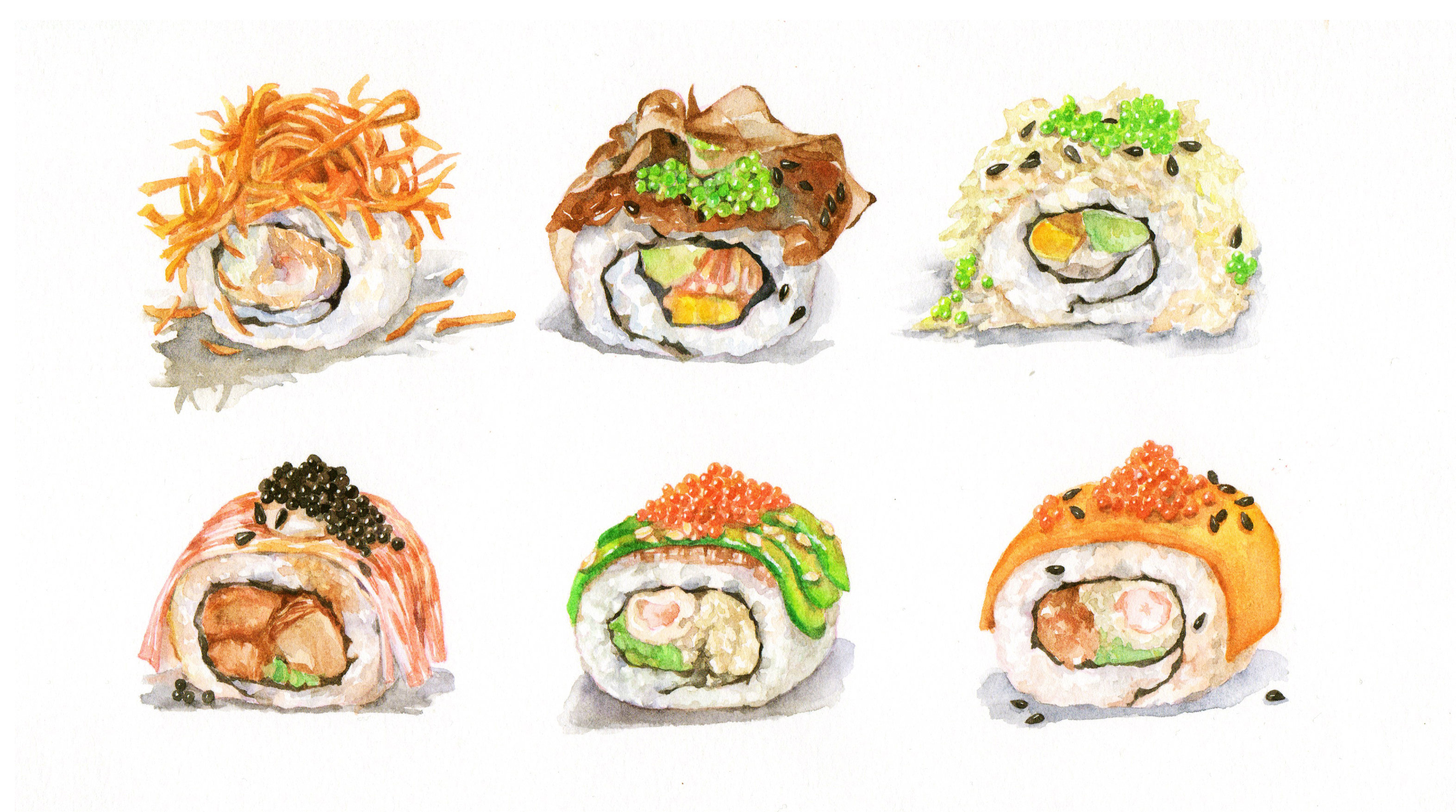 水彩寿司系列