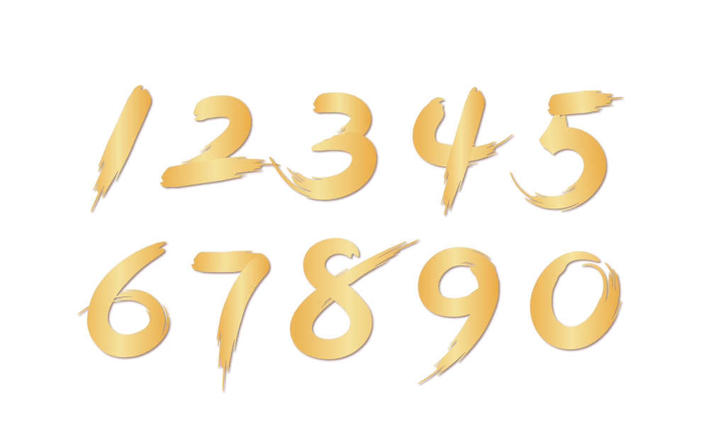 金色毛笔数字一到十
