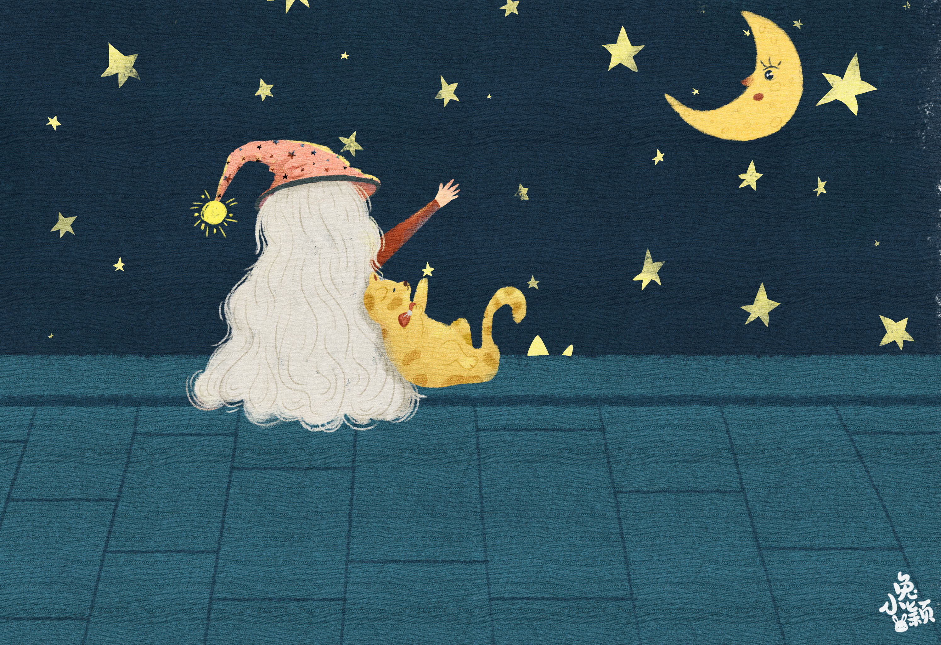 抓星星的女孩 - 兔小颖 - 原创作品 - 视觉中国(shijueme)