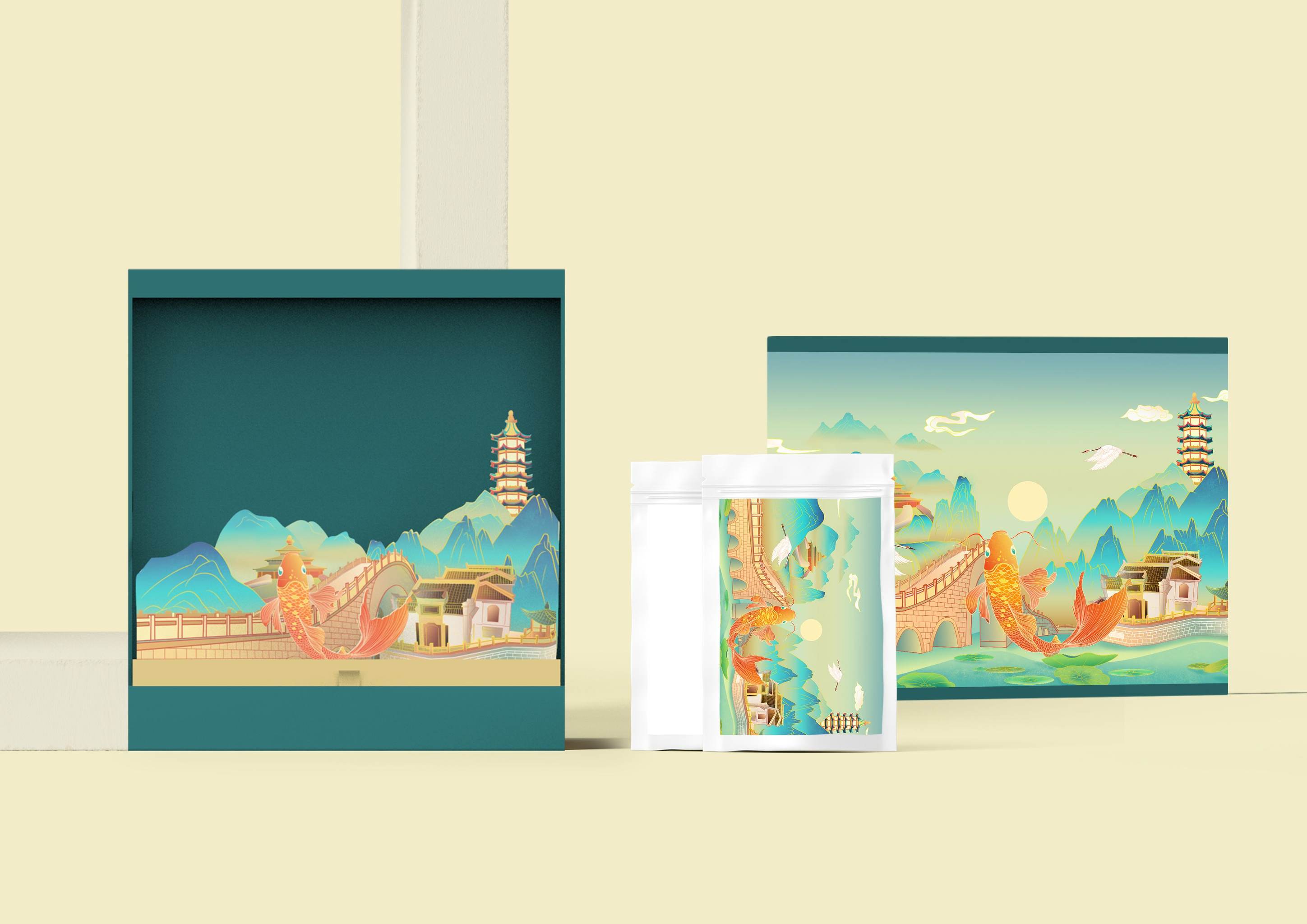 鄂州好礼/国风插画/文创设计/包装设计