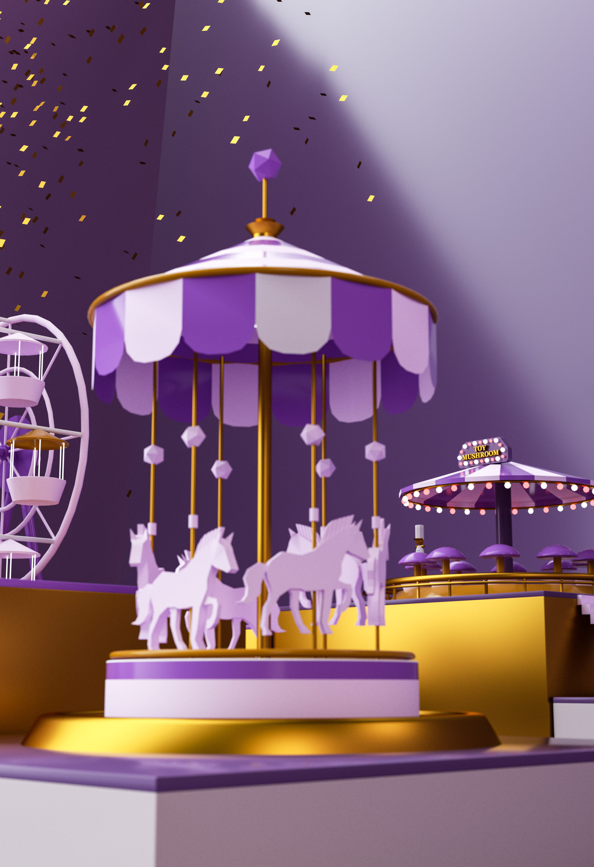 c4d紫色梦幻乐园