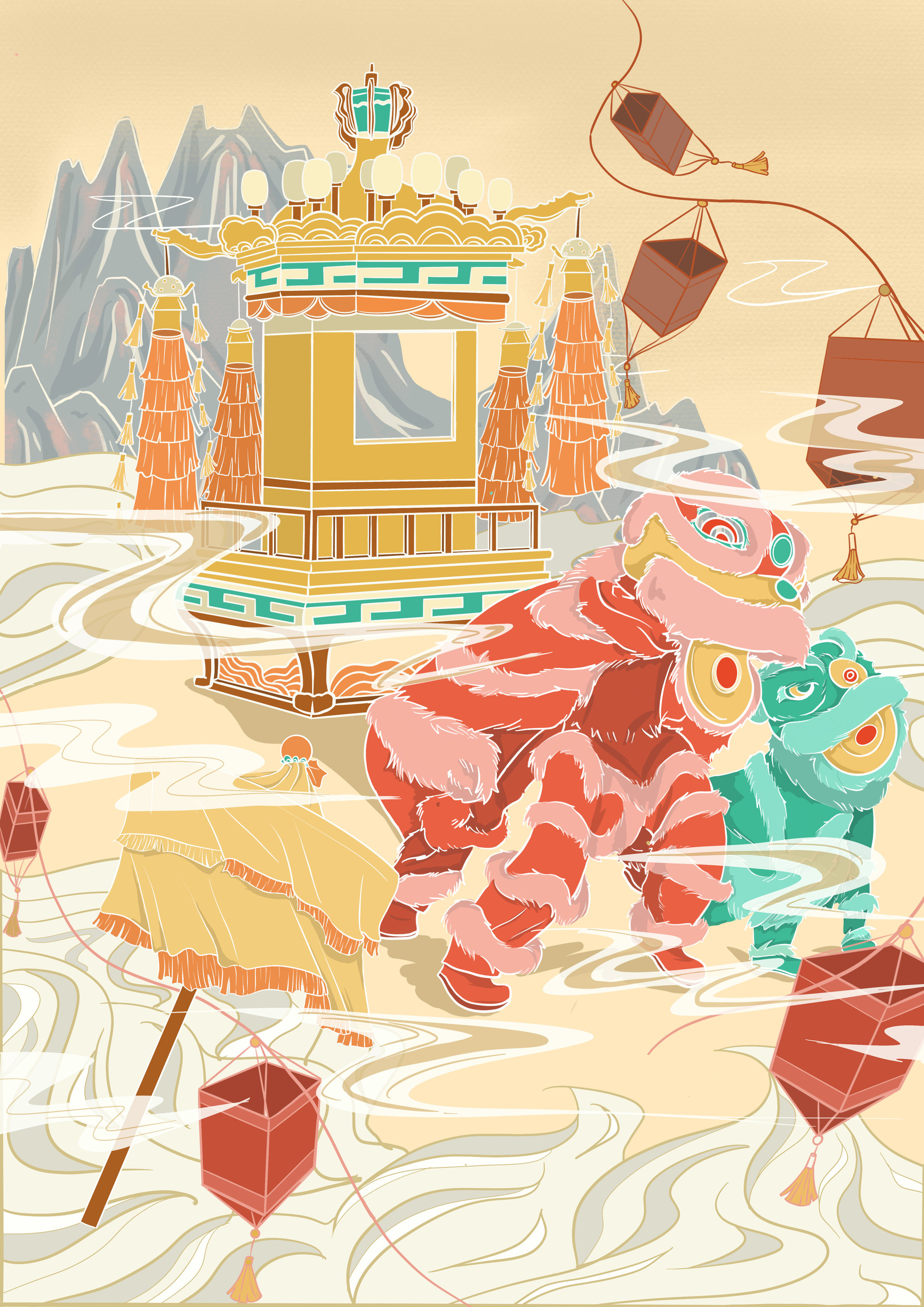 葛沽古镇插画系列设计