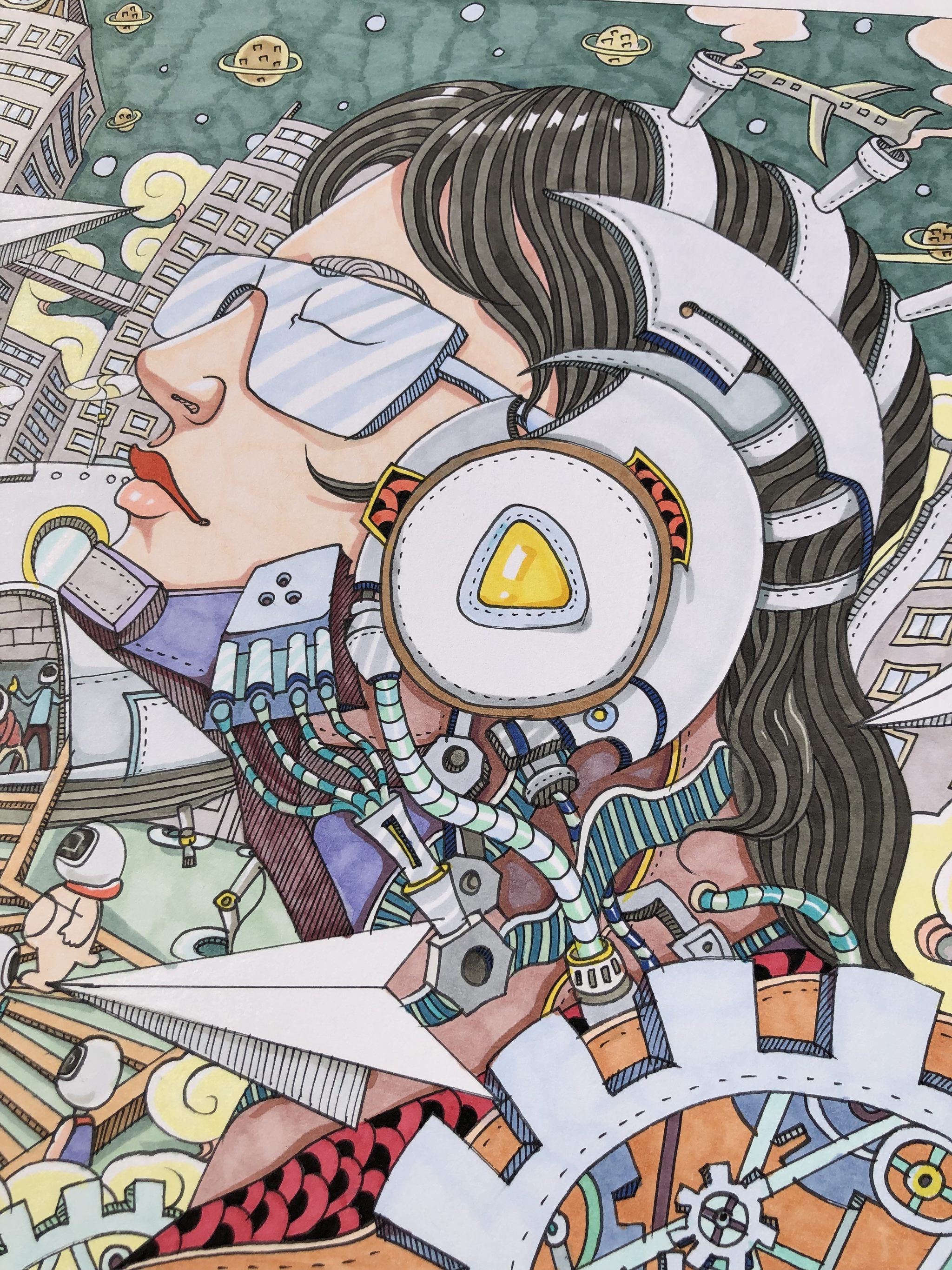 原创马克笔手绘插画作品-《科技时代》 - 立里手绘 - 原创作品 - 视觉