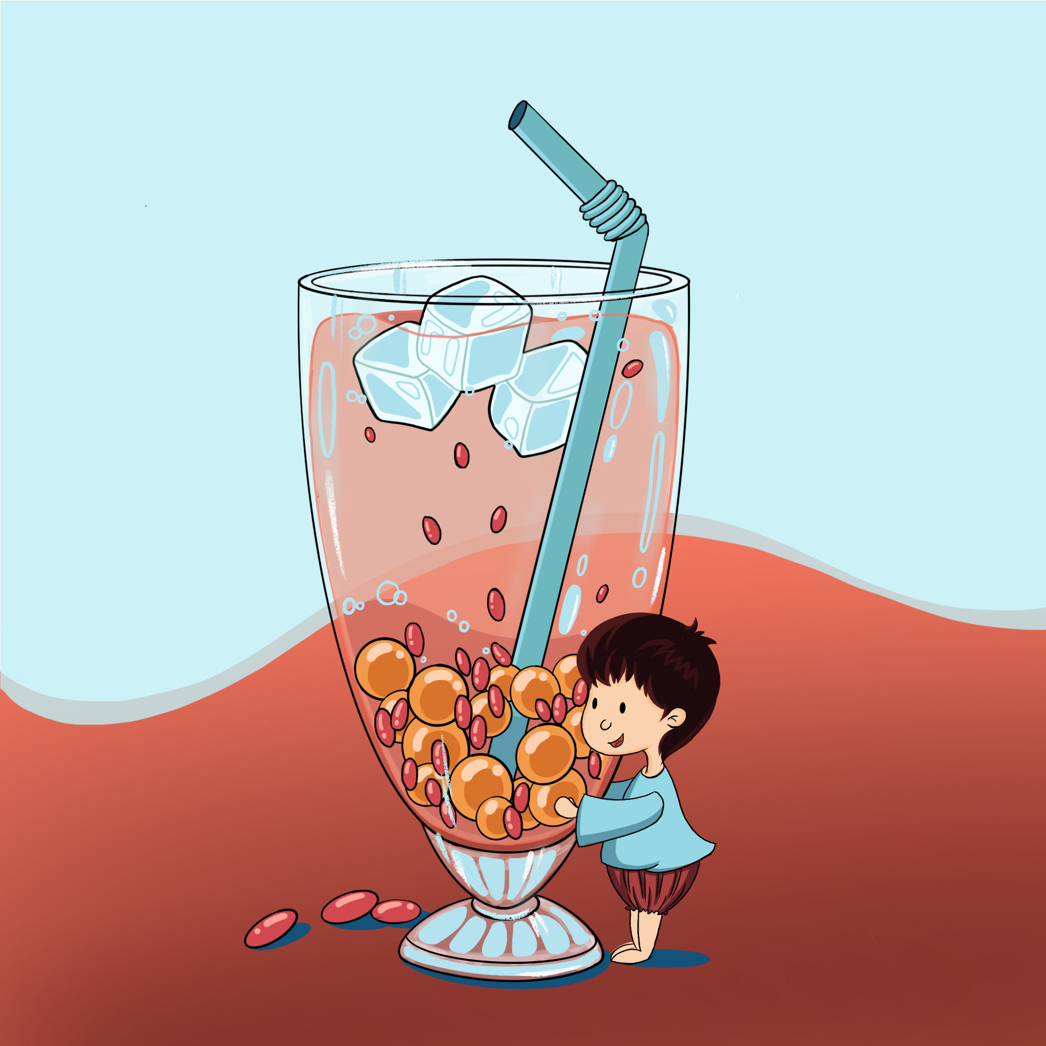 奶茶人物系列插画 - sherrydu - 原创作品 - 视觉中国(shijueme)