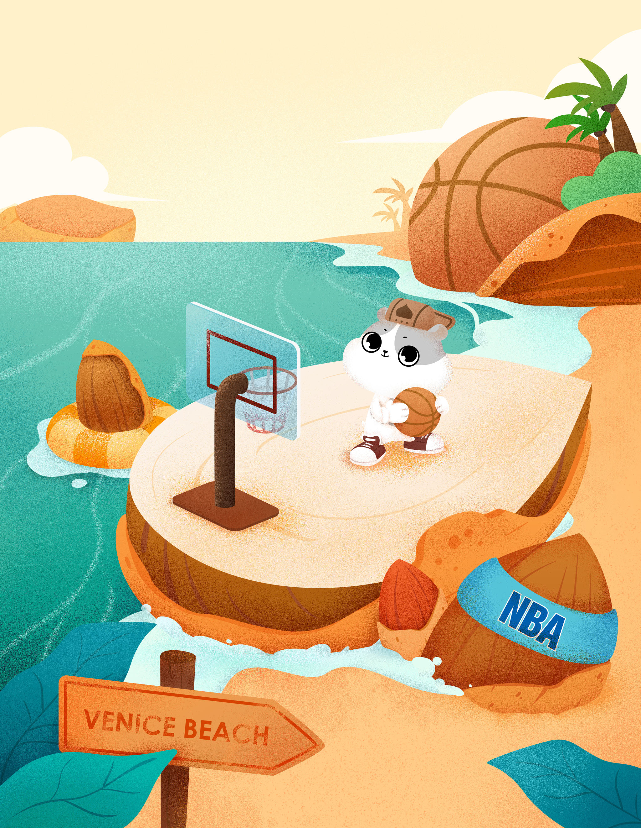 巴旦木坚果卡通插画