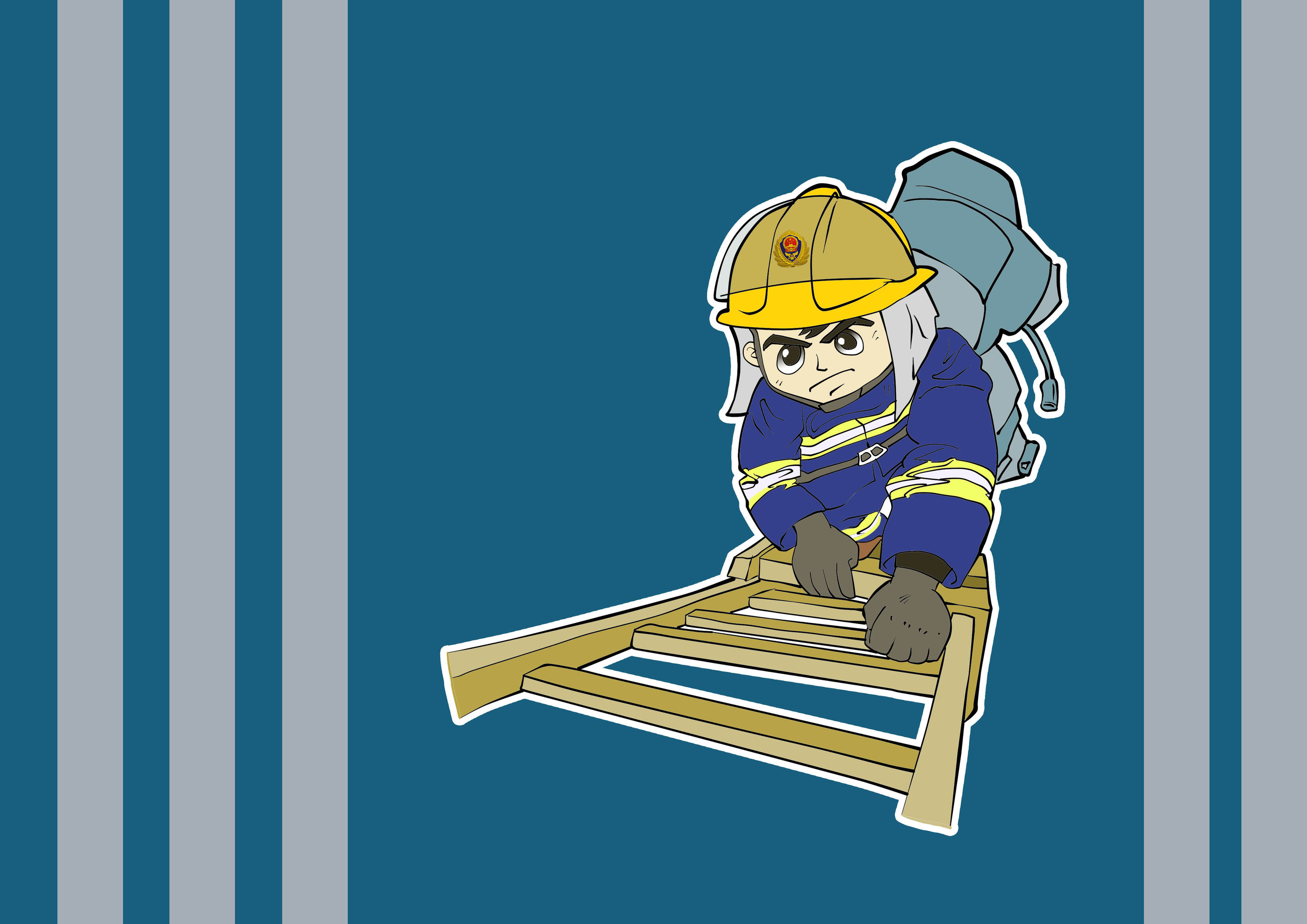 最帅逆行者 消防员卡通形象设计