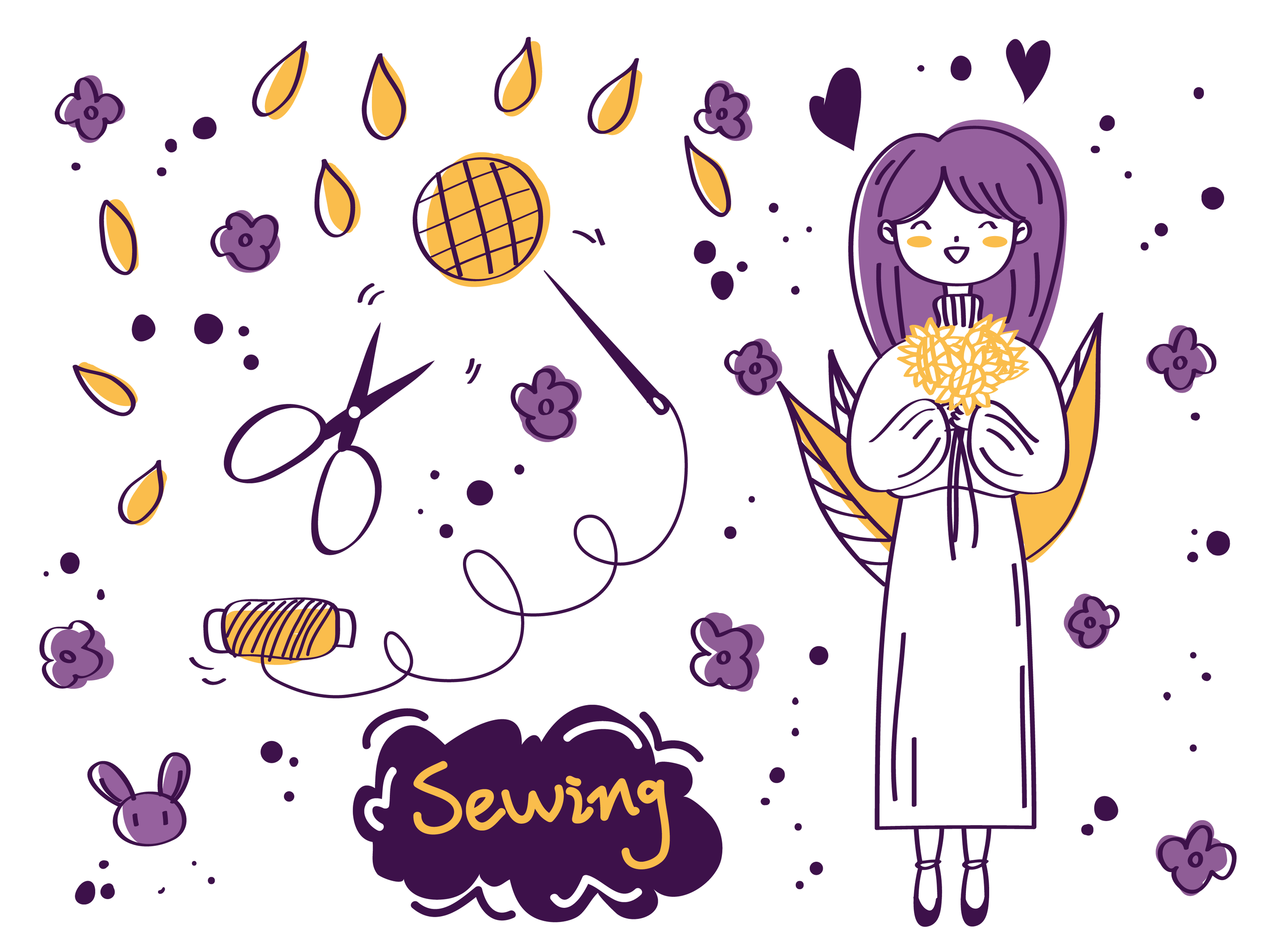 扁平风格和线条风格插画练习