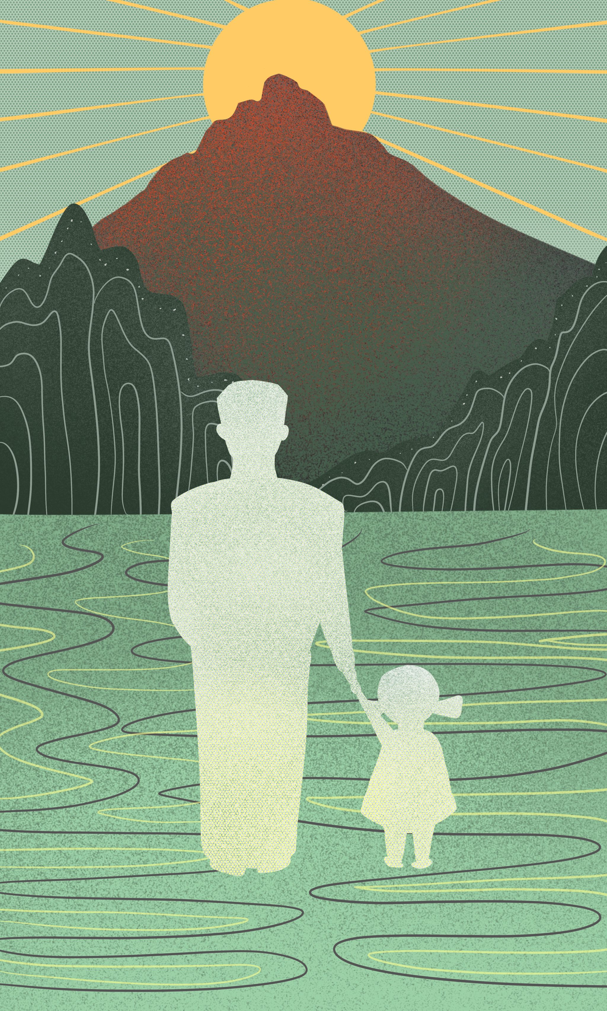 父亲节 插画 父爱如山