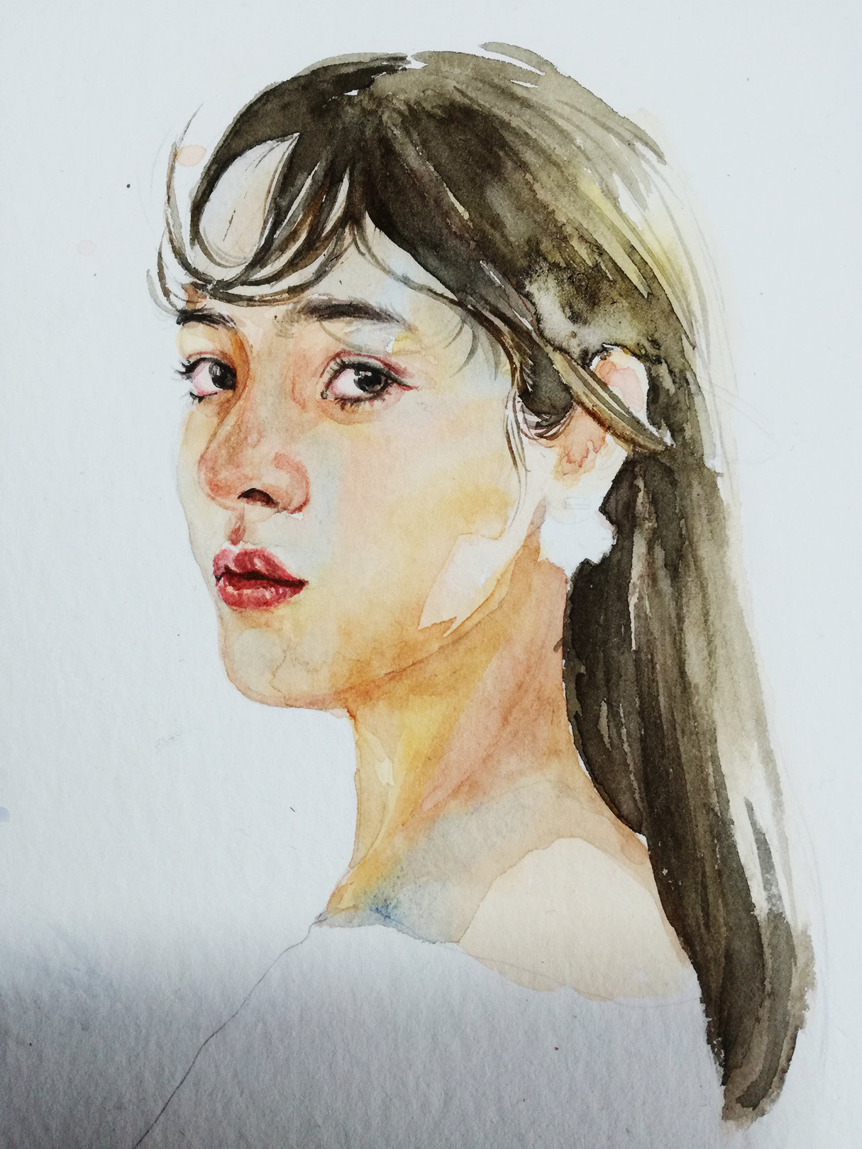 jojo水彩——阳光侧脸