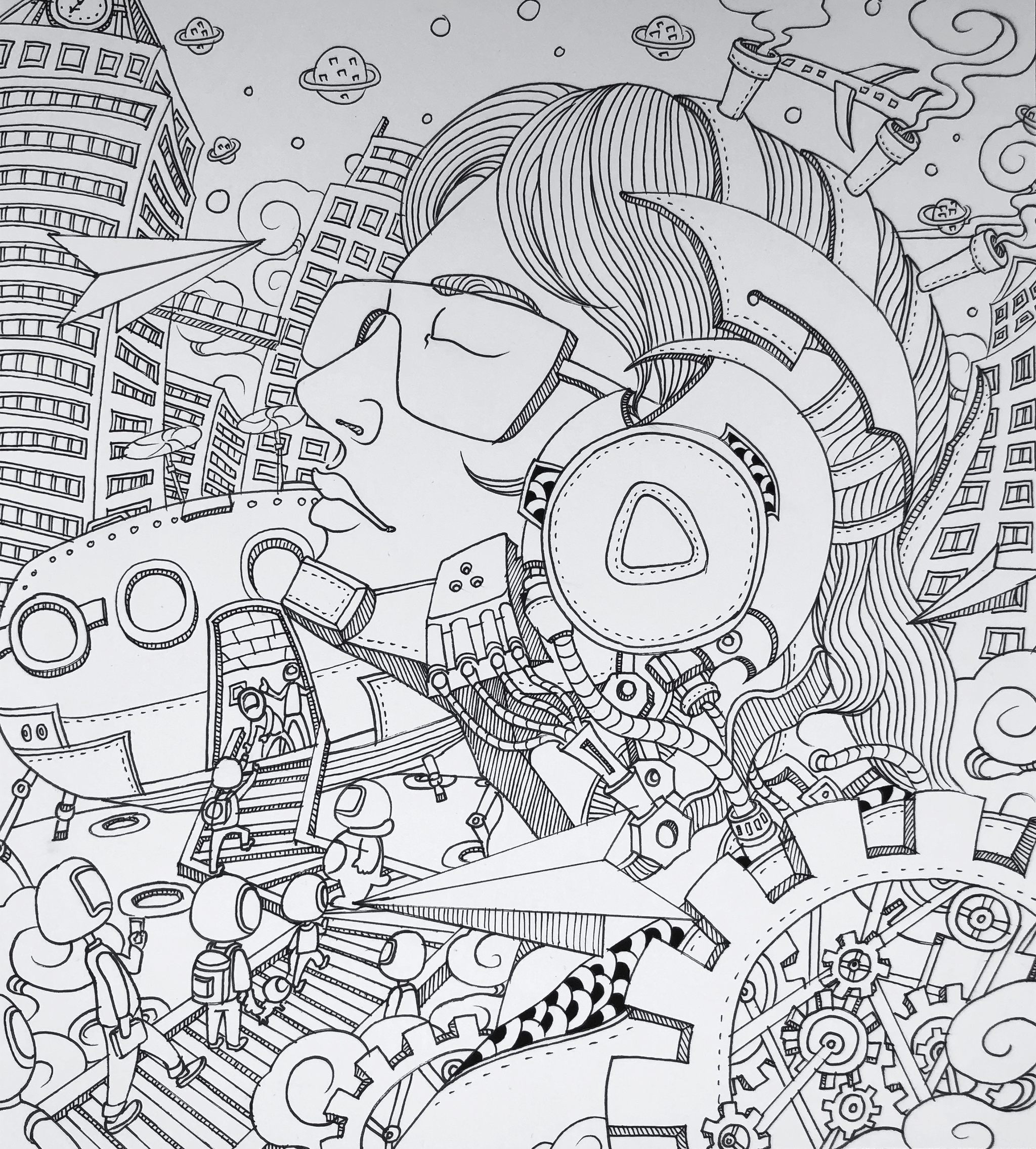 原创马克笔手绘插画作品-《科技时代》 - 立里手绘 - 原创作品 - 视觉