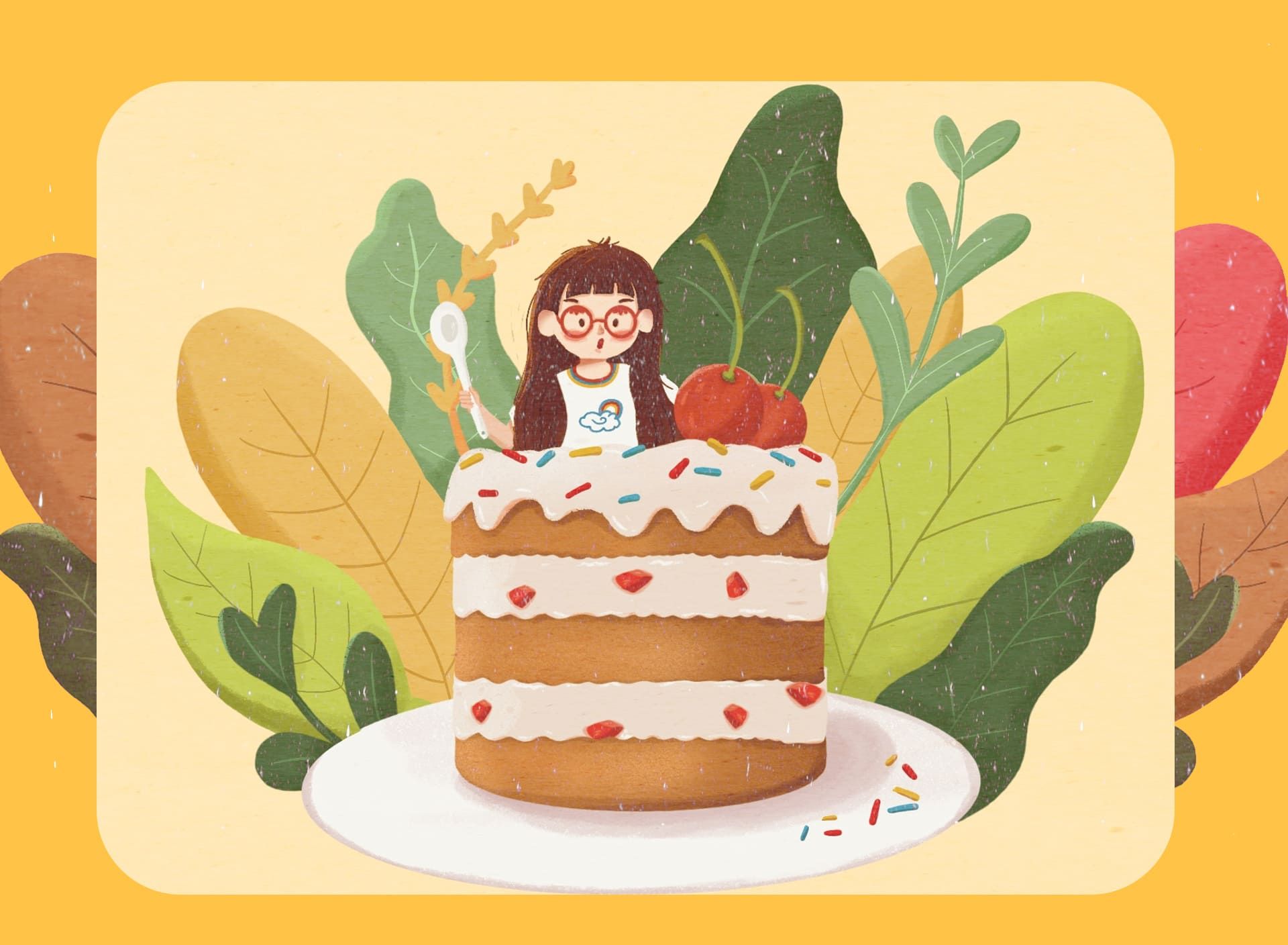 吃蛋糕的小女孩