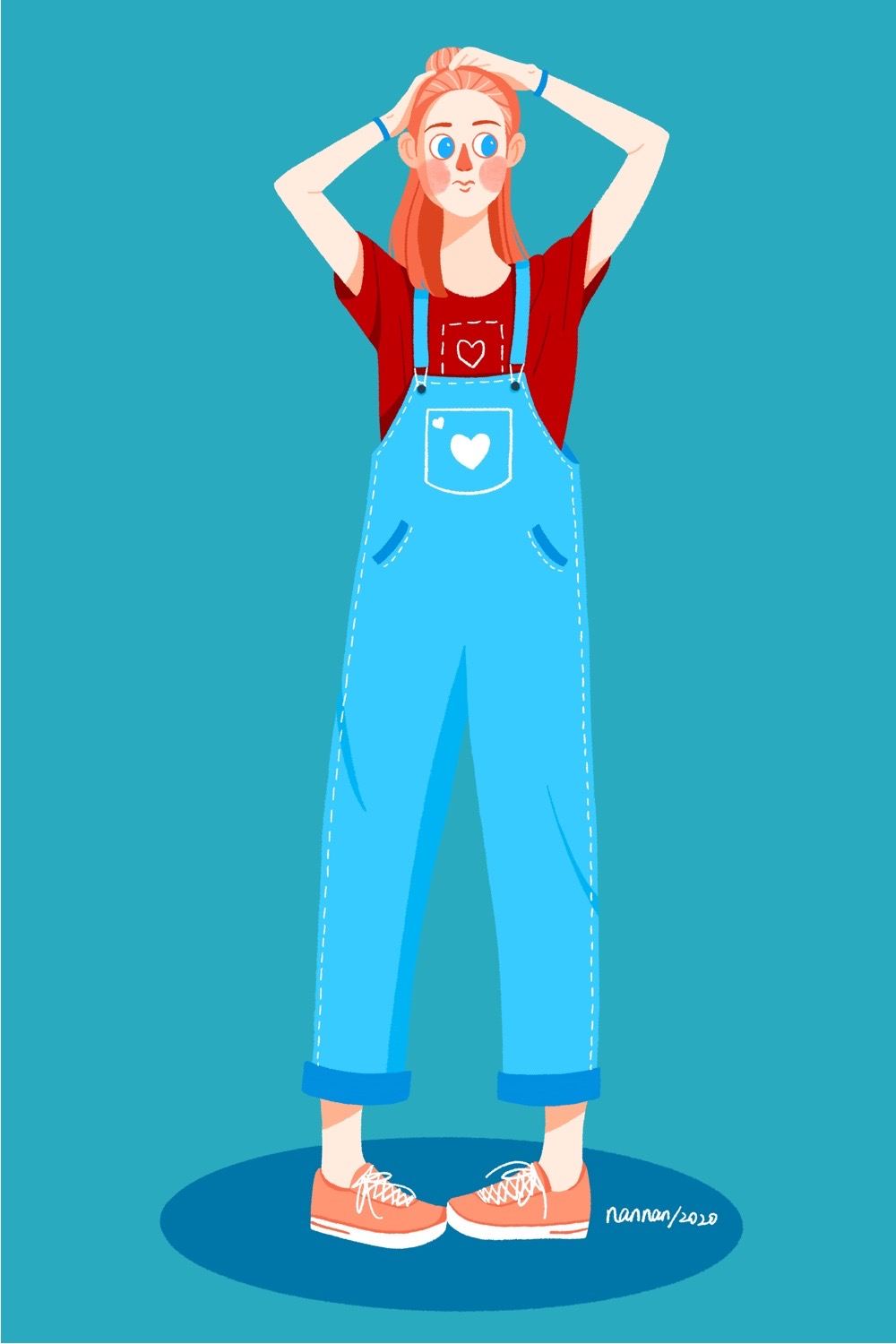 穿着背带裤的女孩