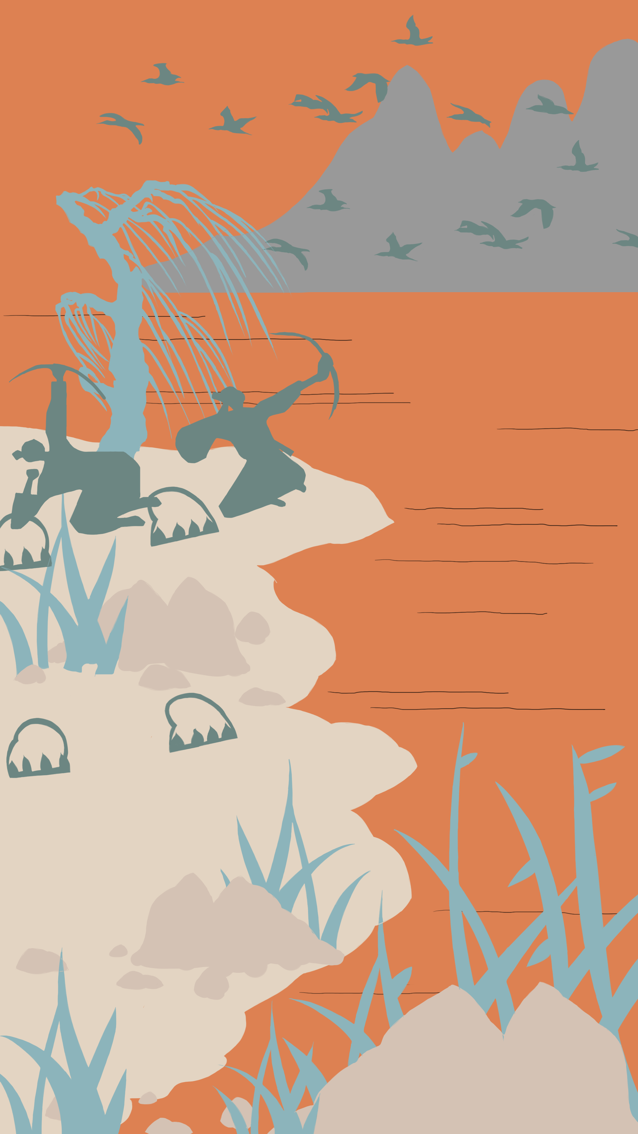 农作俑画像砖矢量插画分享