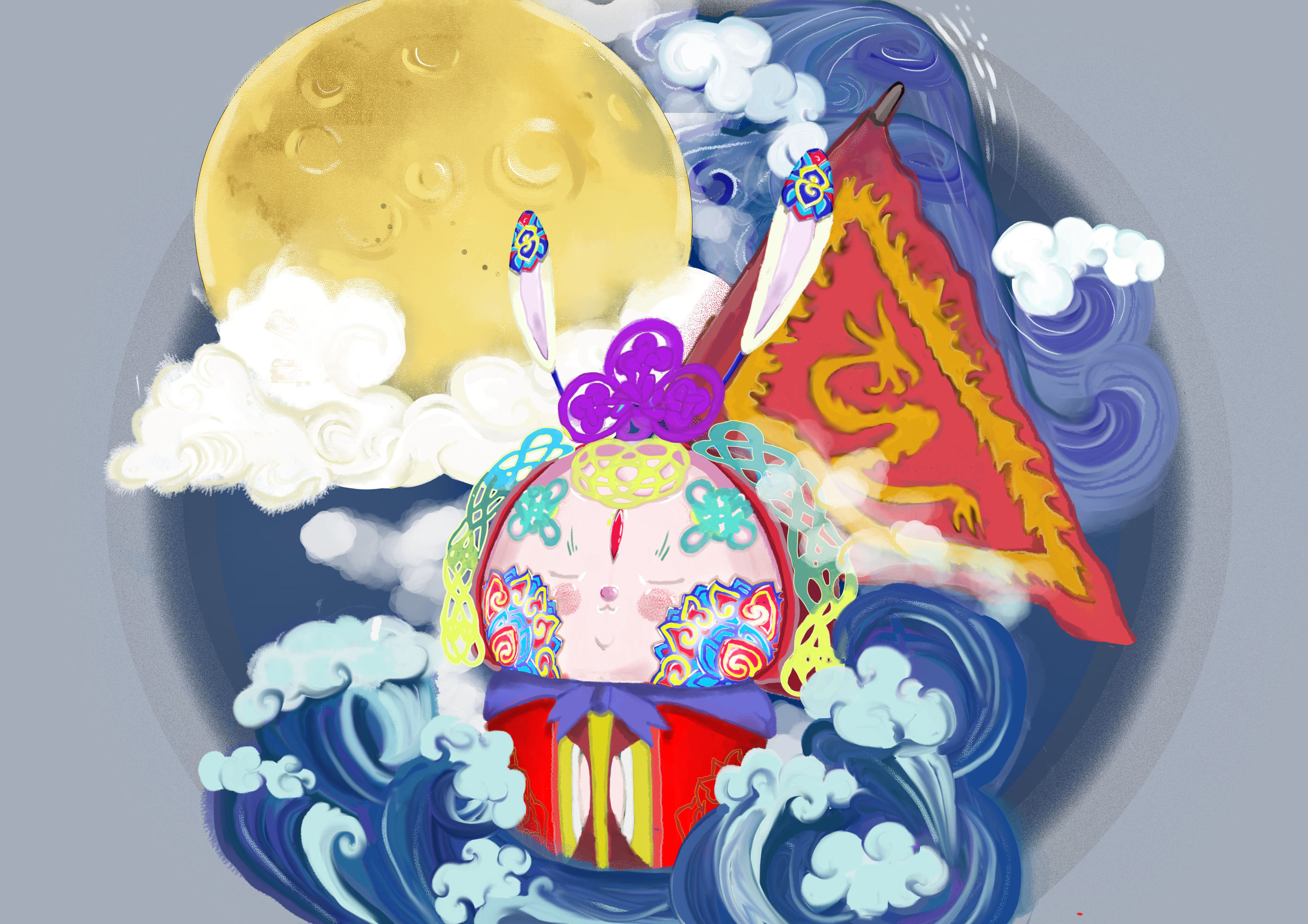 兔爷儿游北京,满载着"京腔味儿"的北京特有形象,结合中国结传统结饰