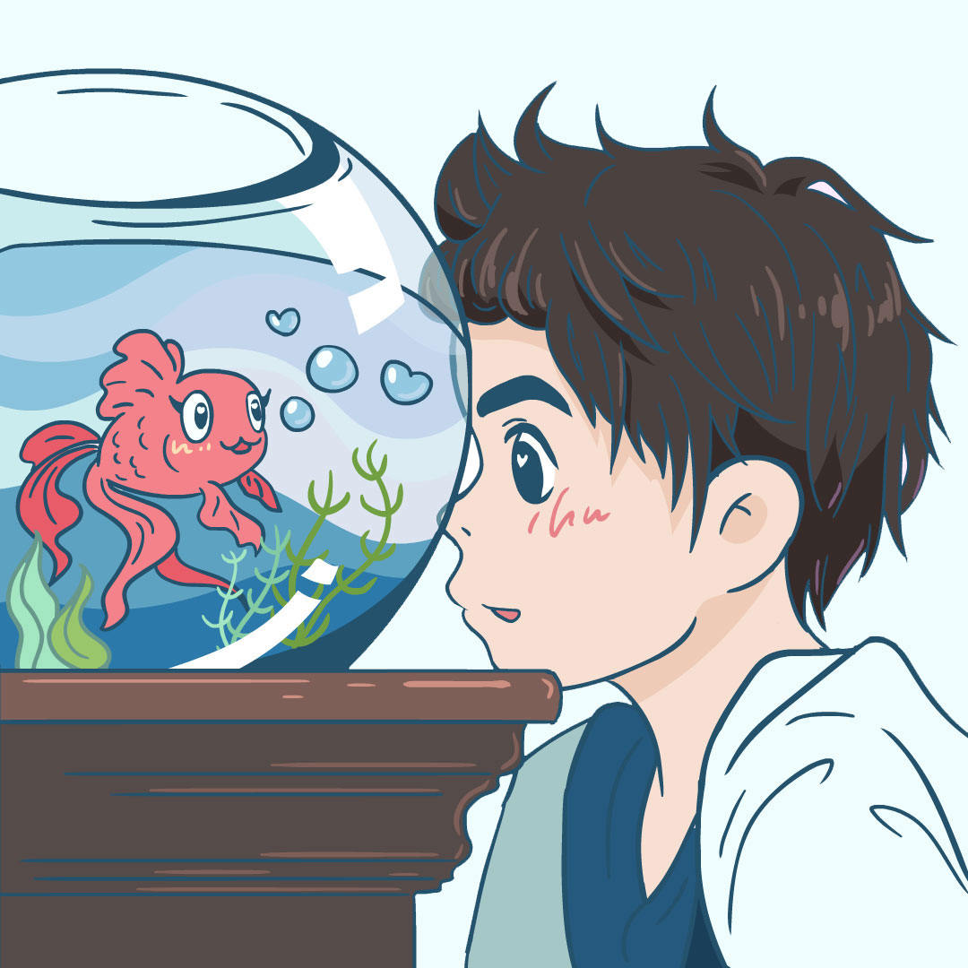 金鱼与男孩 - 木木～97 - 原创作品 - 视觉中国(shijueme)