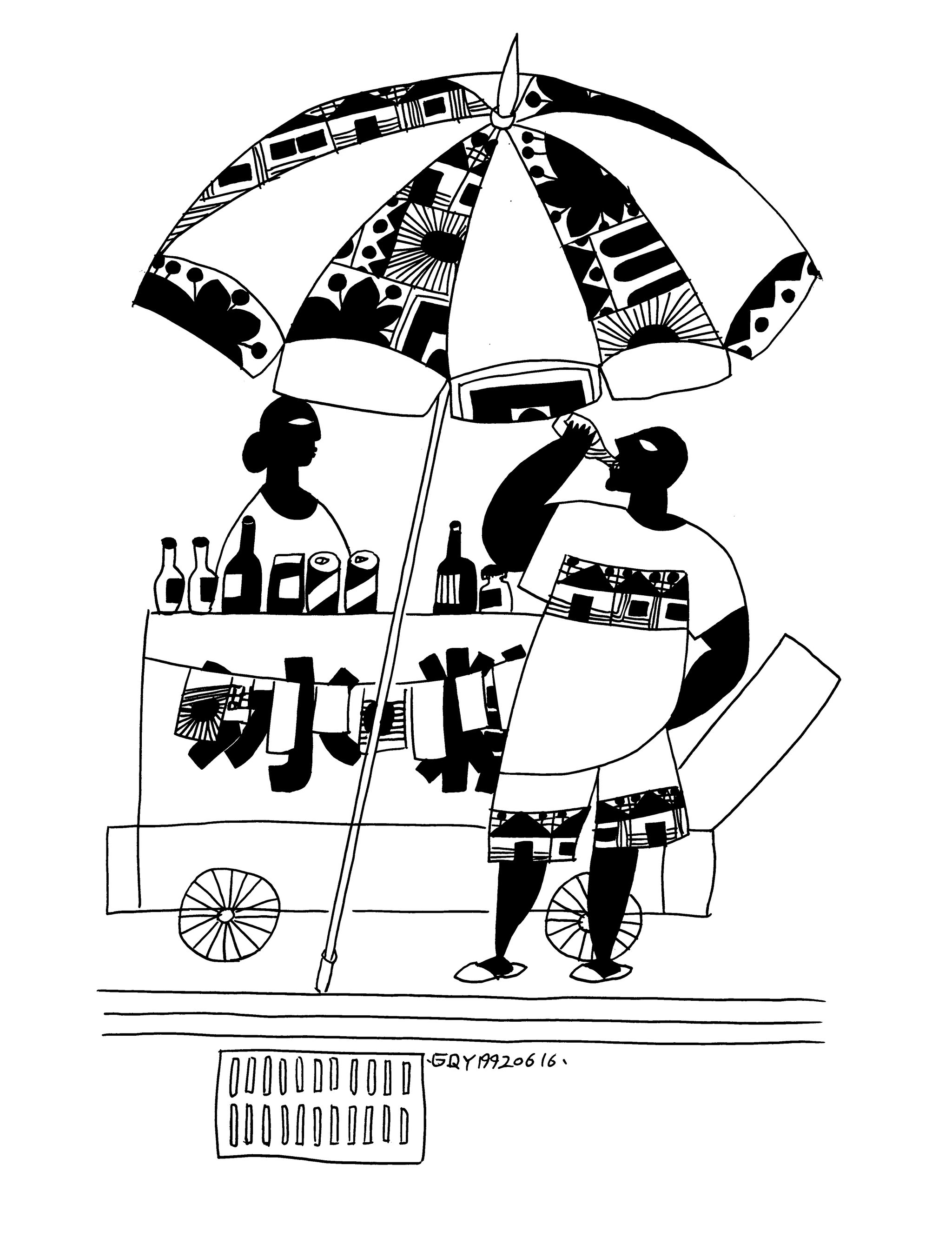 顾群业的黑白画生活场景