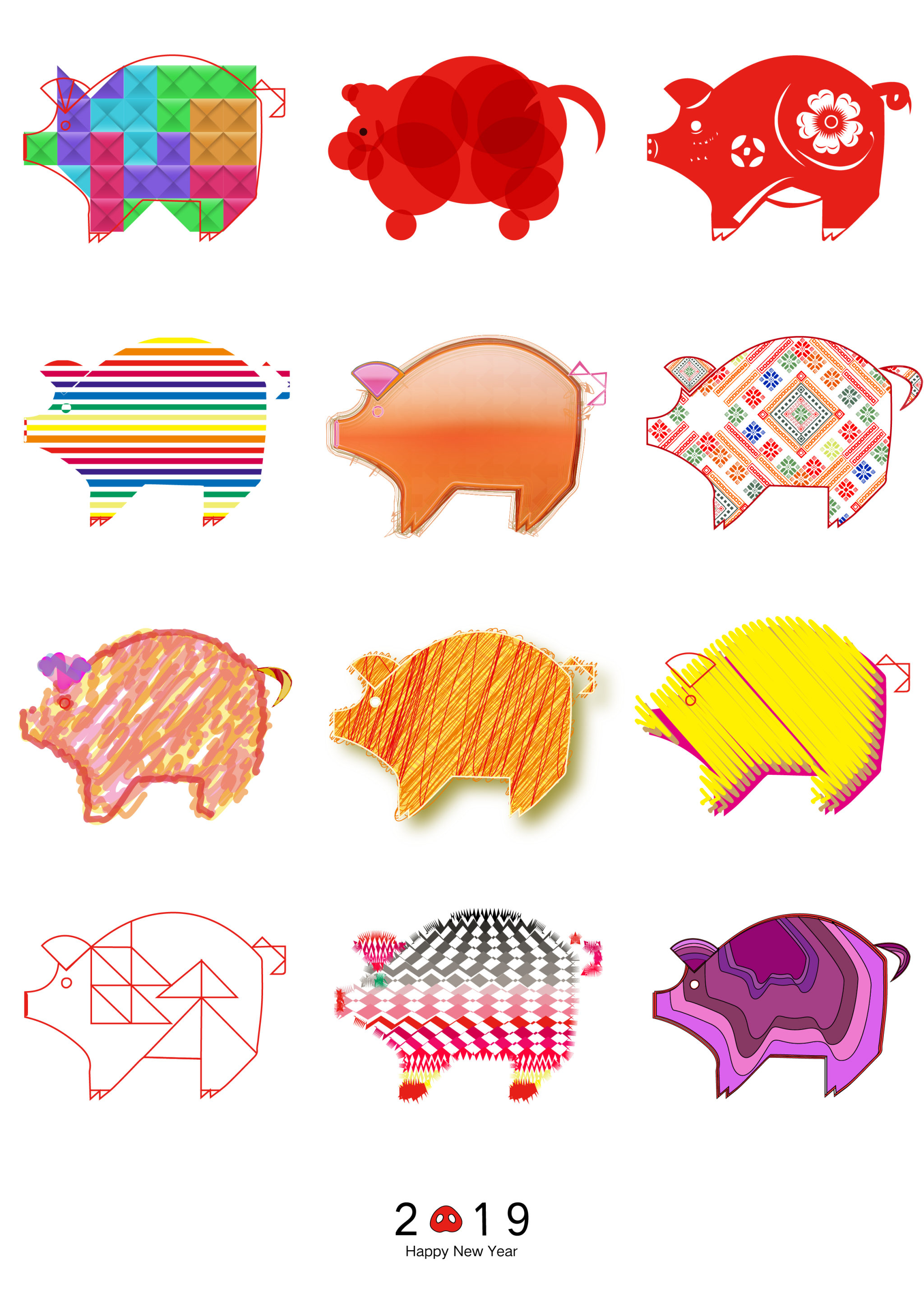 猪的联想创意图形图片