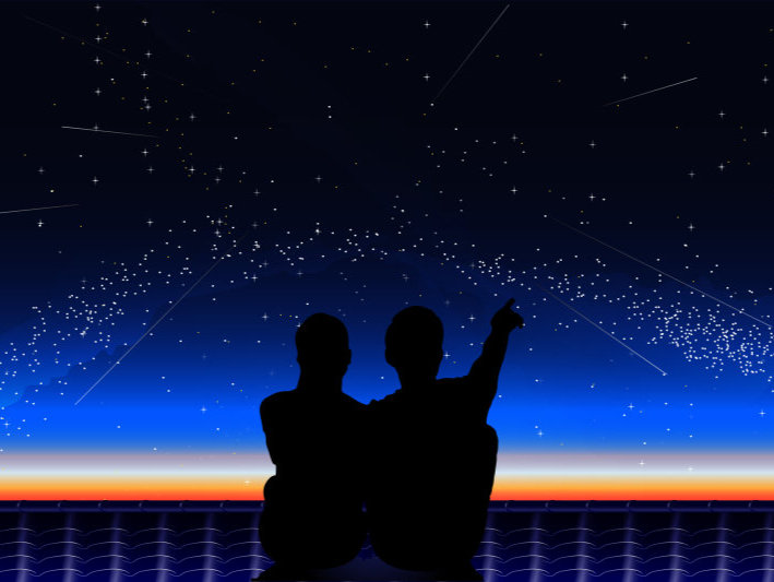 情侣看流星雨