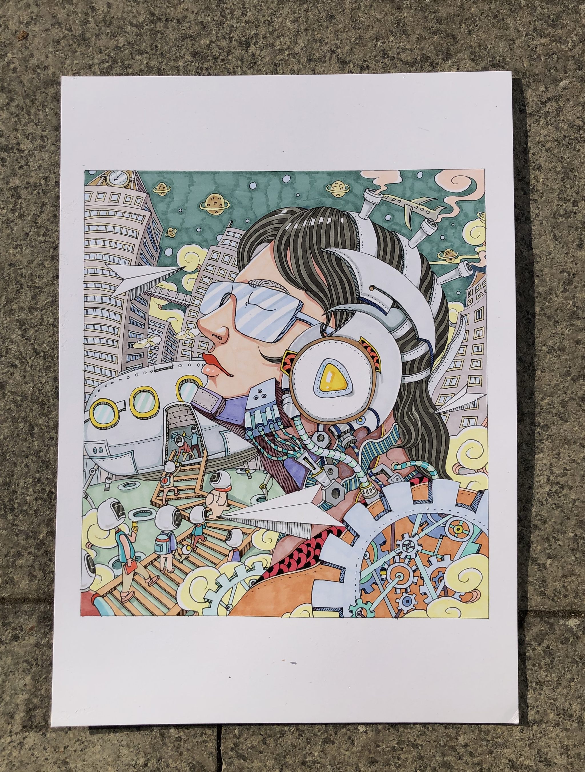 原创马克笔手绘插画作品-《科技时代》 - 立里手绘 - 原创作品 - 视觉