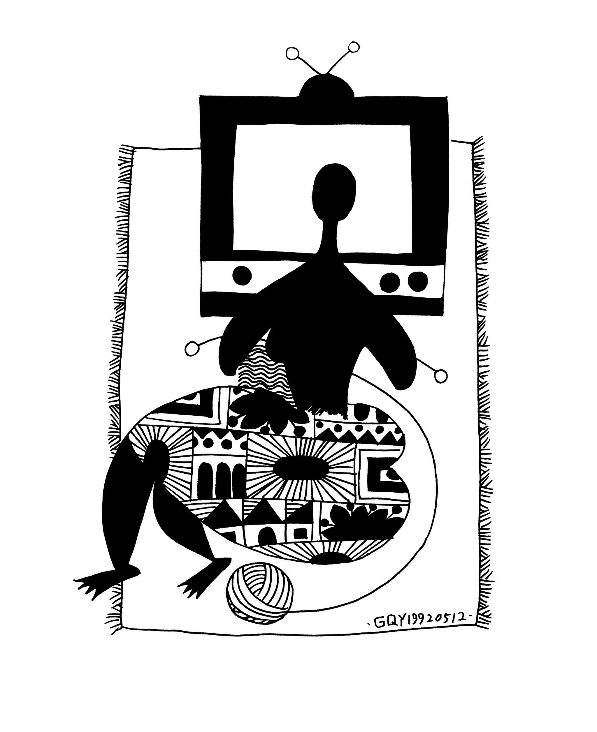 顾群业的黑白画生活场景