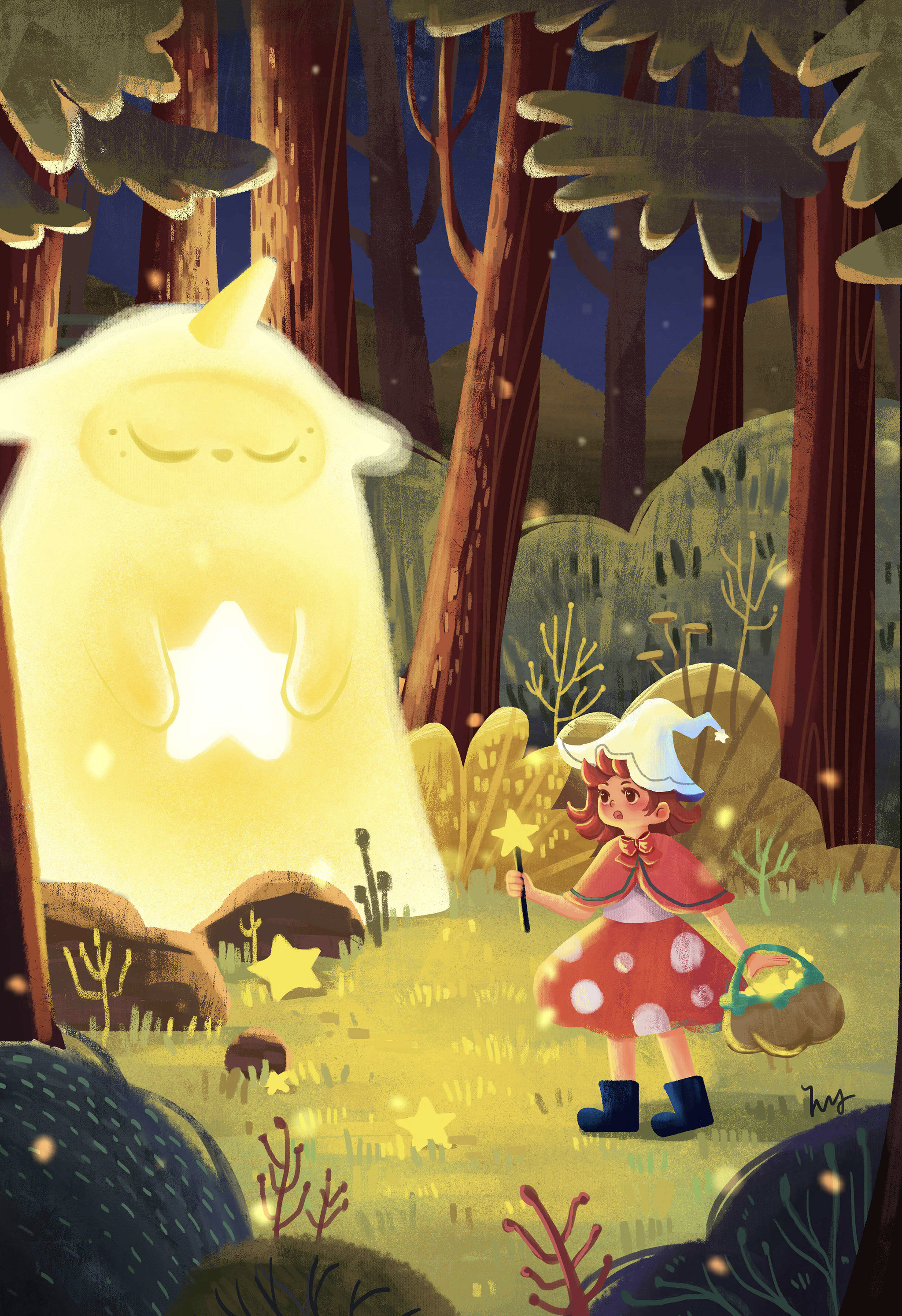 夜精灵儿童插画