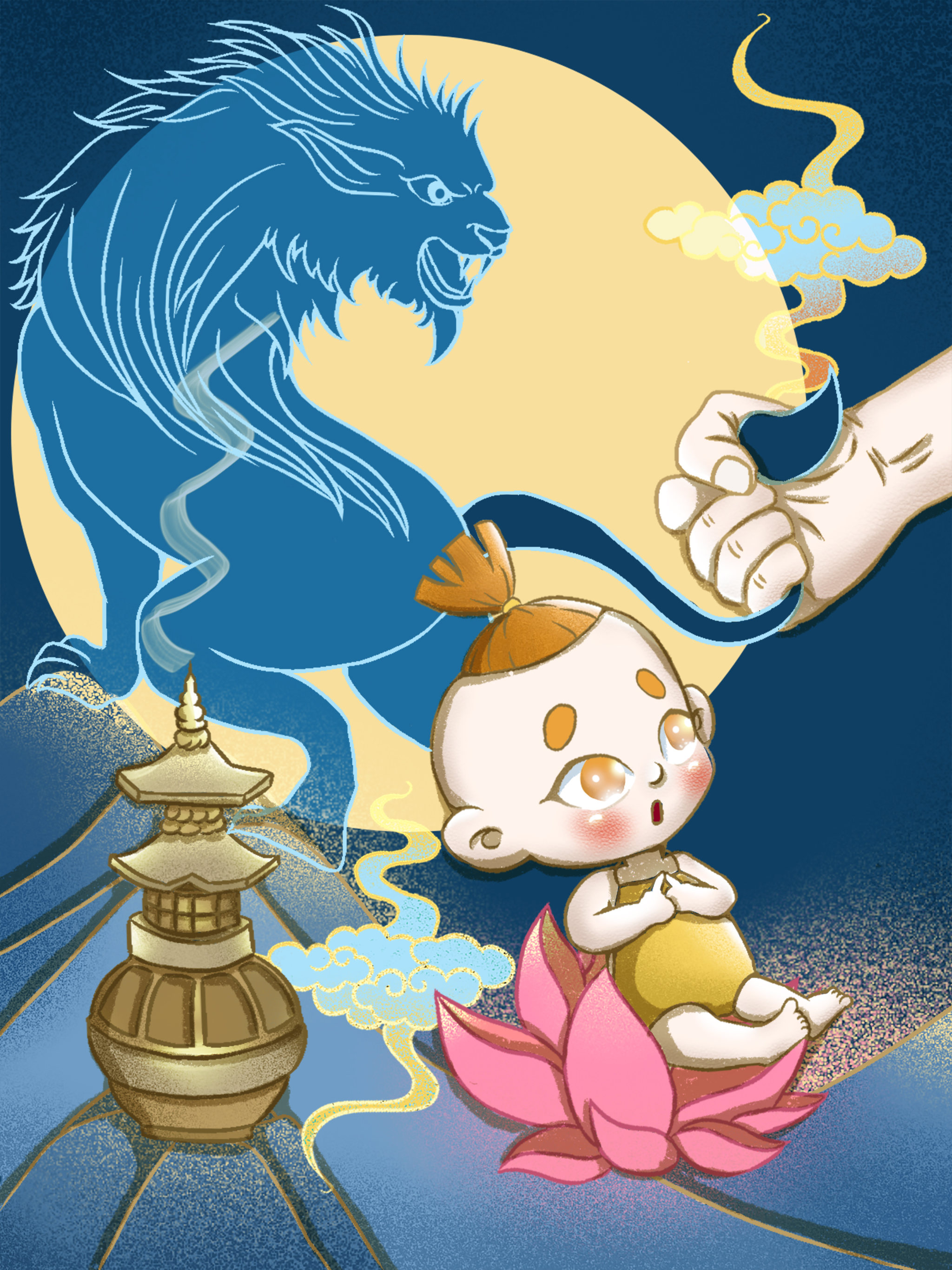 《家有神兽之龙生九子》q版年娃卡通系列插画