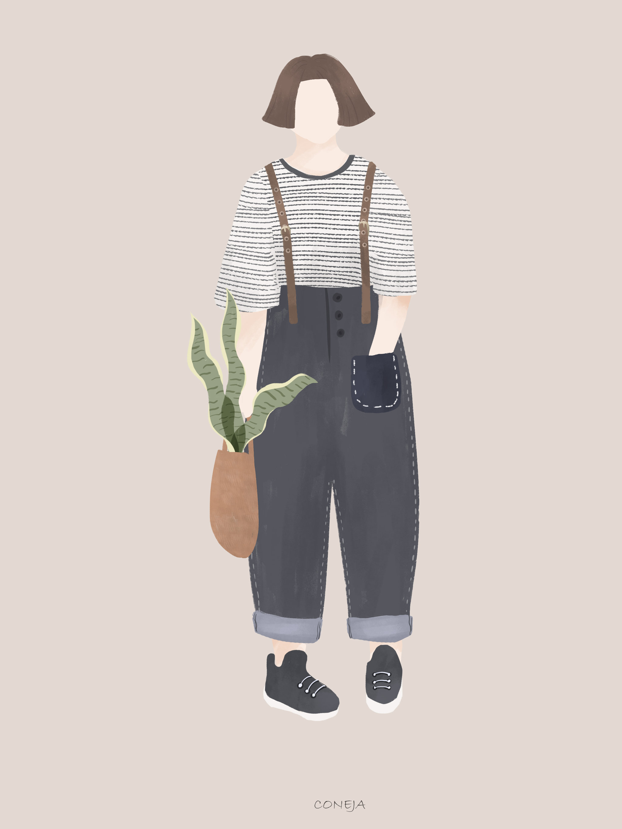 莫兰迪色调人物插画