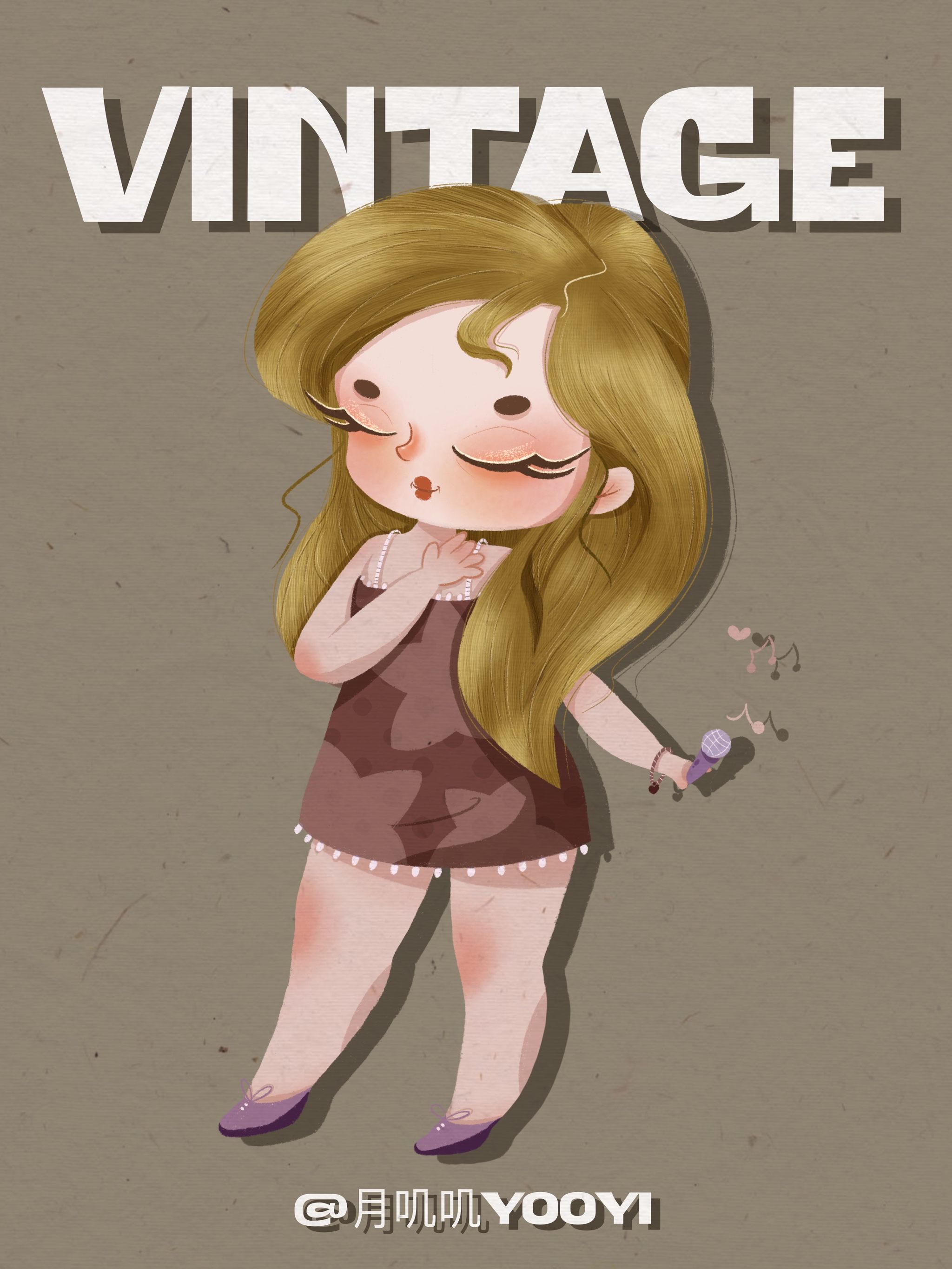 原创欧美风q版人物插画