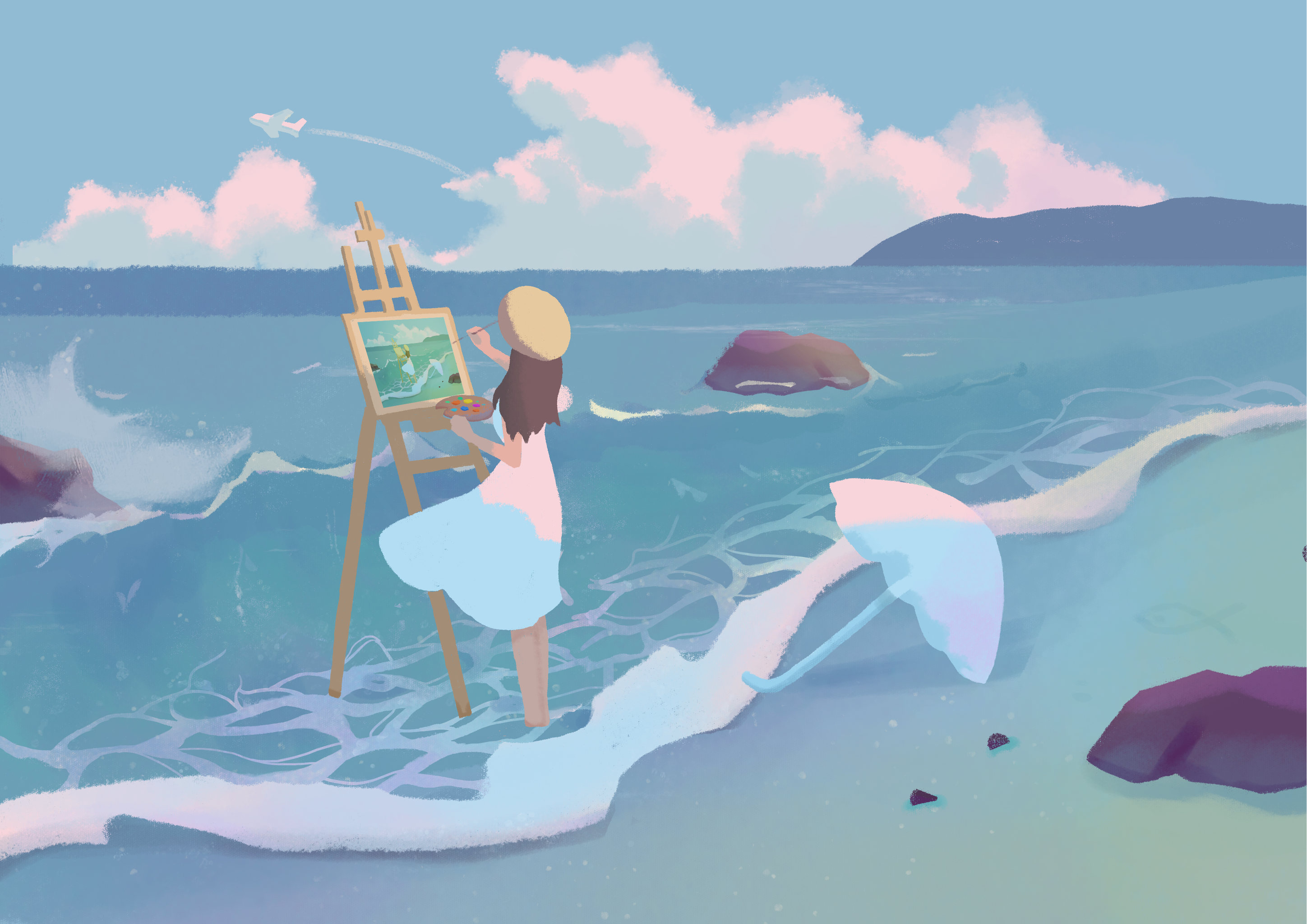 想去海边画画 - 青柠-ya - 原创作品 - 视觉中国(shijueme)