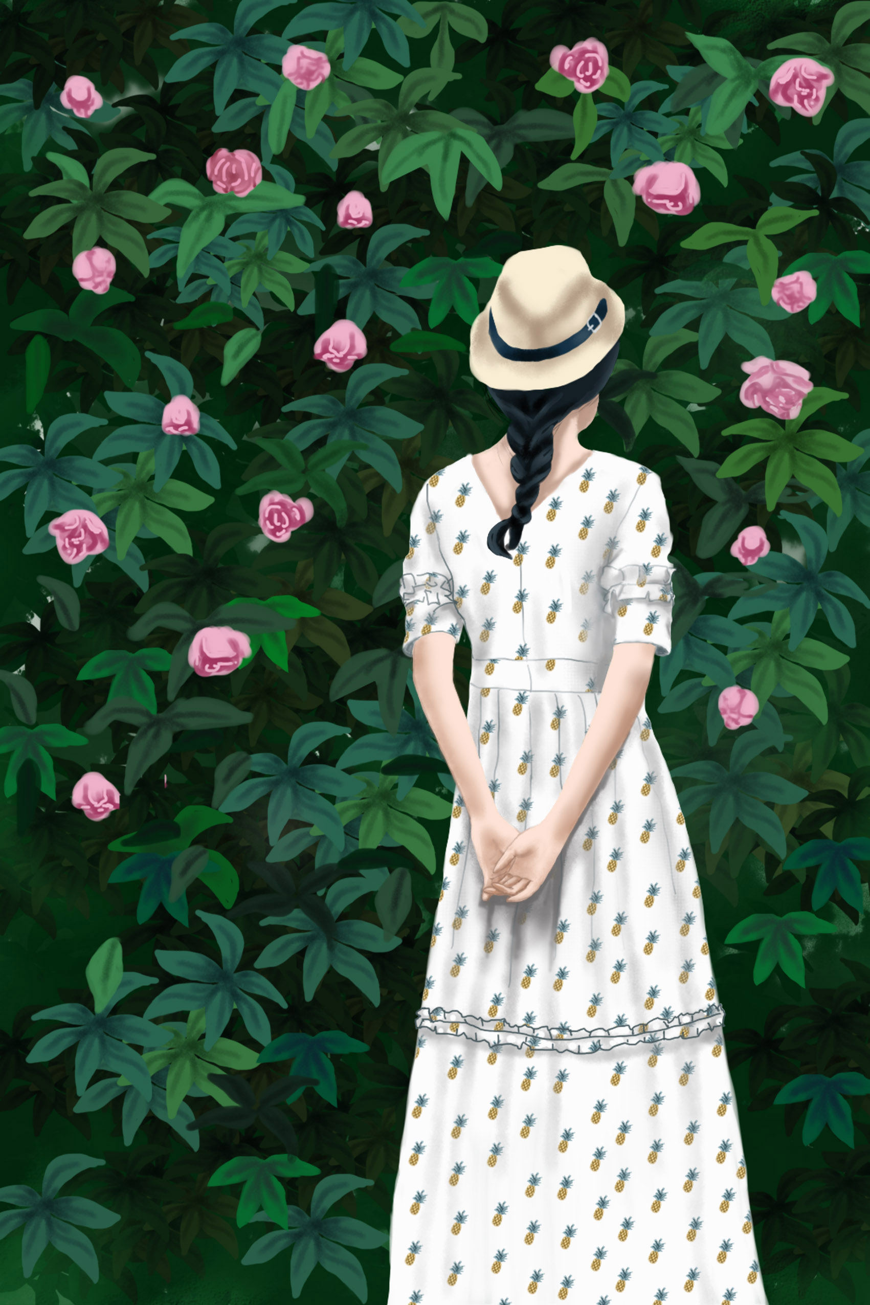 写实人物背影蔷薇 - 巧 - 原创作品 - 视觉中国(shijueme)