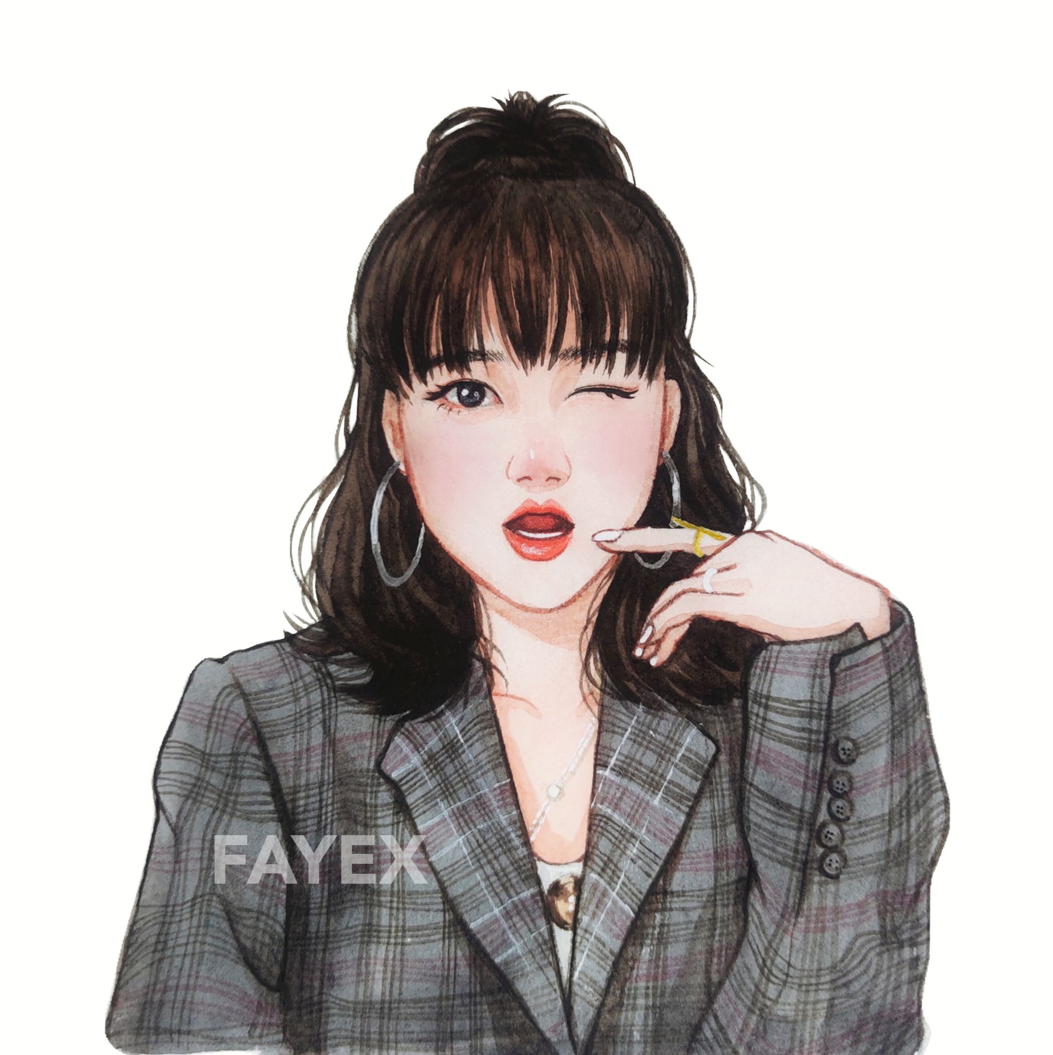 手绘水彩头像青春有你