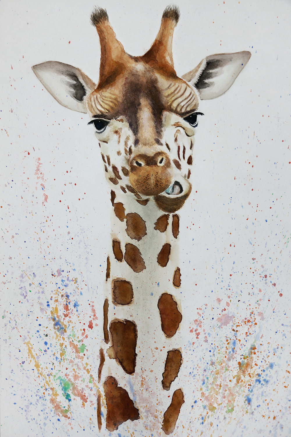 水彩-长颈鹿 - memory_旭v - 原创作品 - 视觉中国(shijueme)
