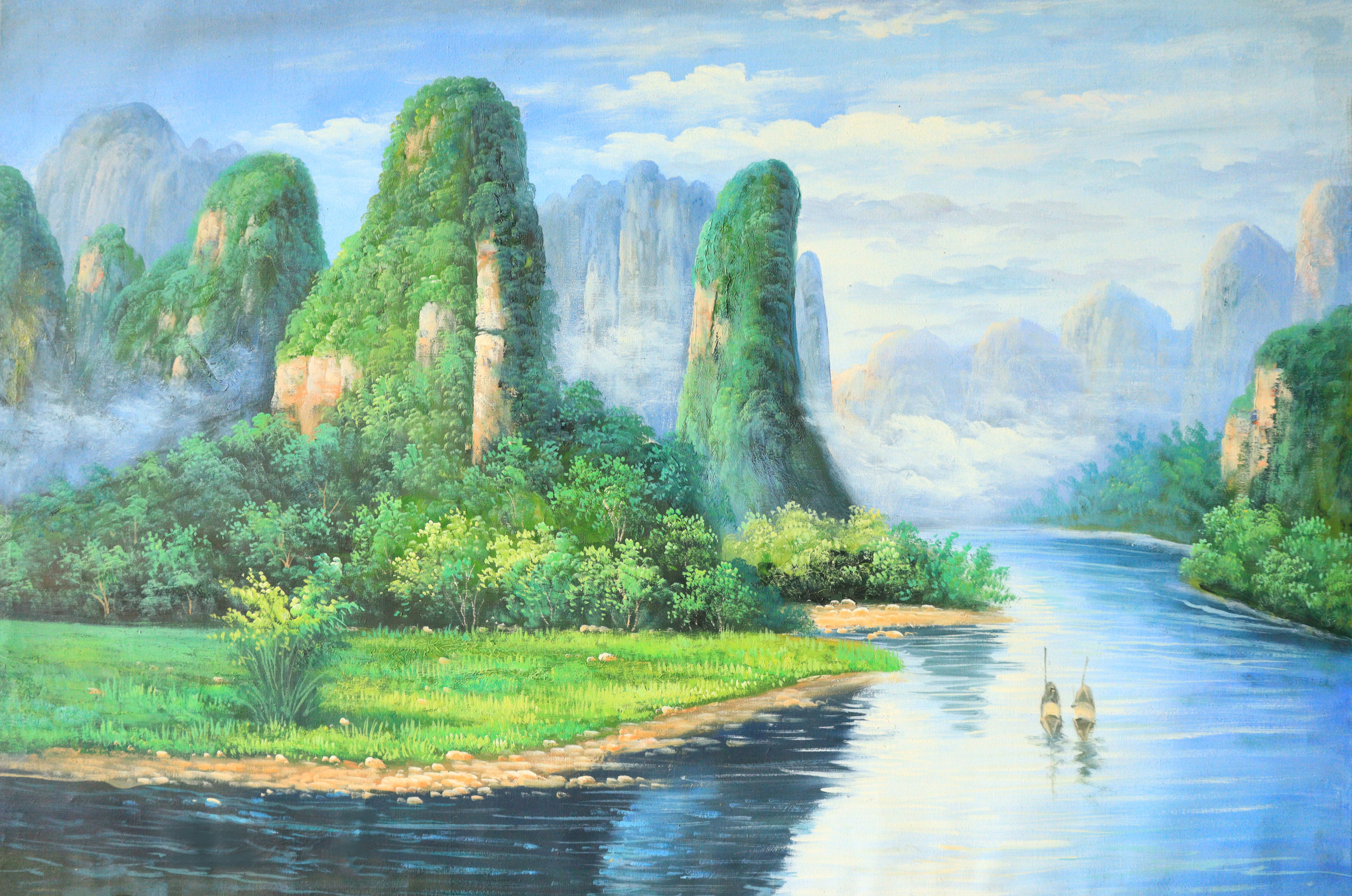 手绘油画风景美术绘画