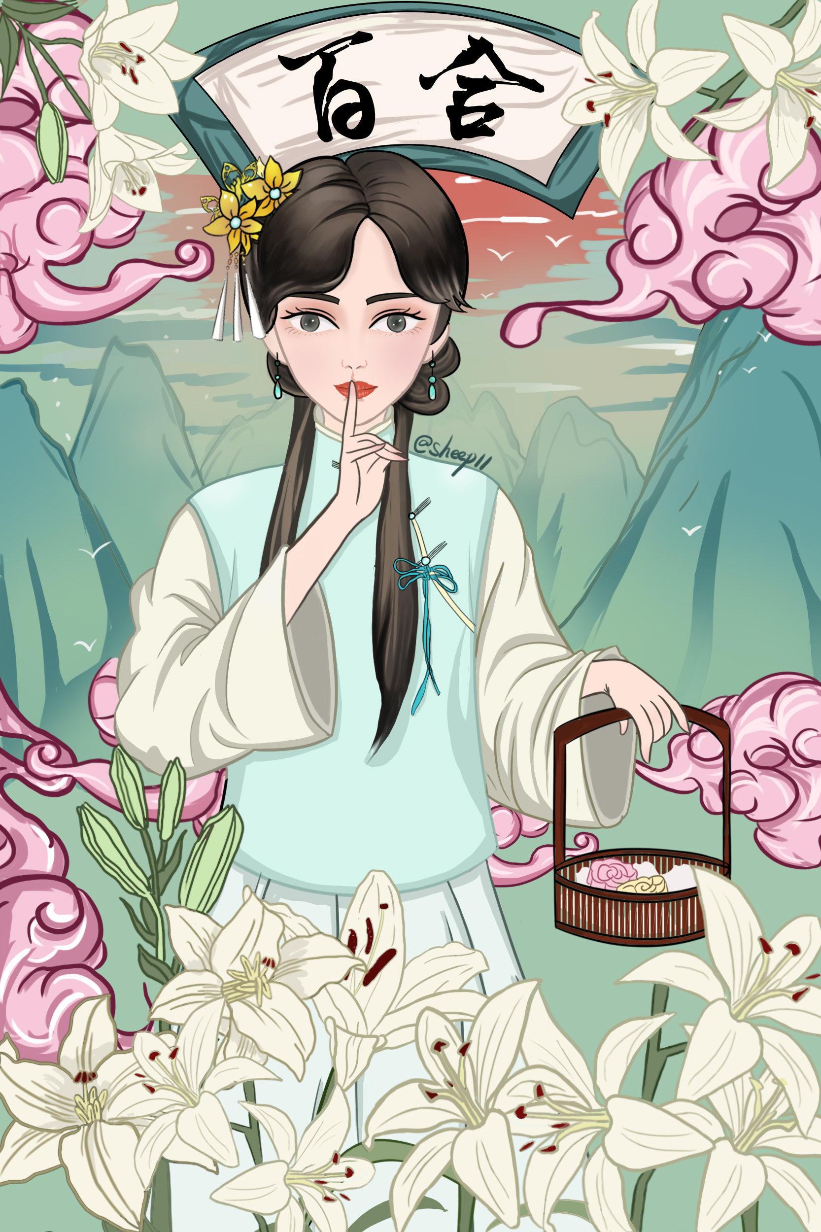 百合拟人 - 乌冬羊 - 原创作品 - 视觉中国(shijueme)