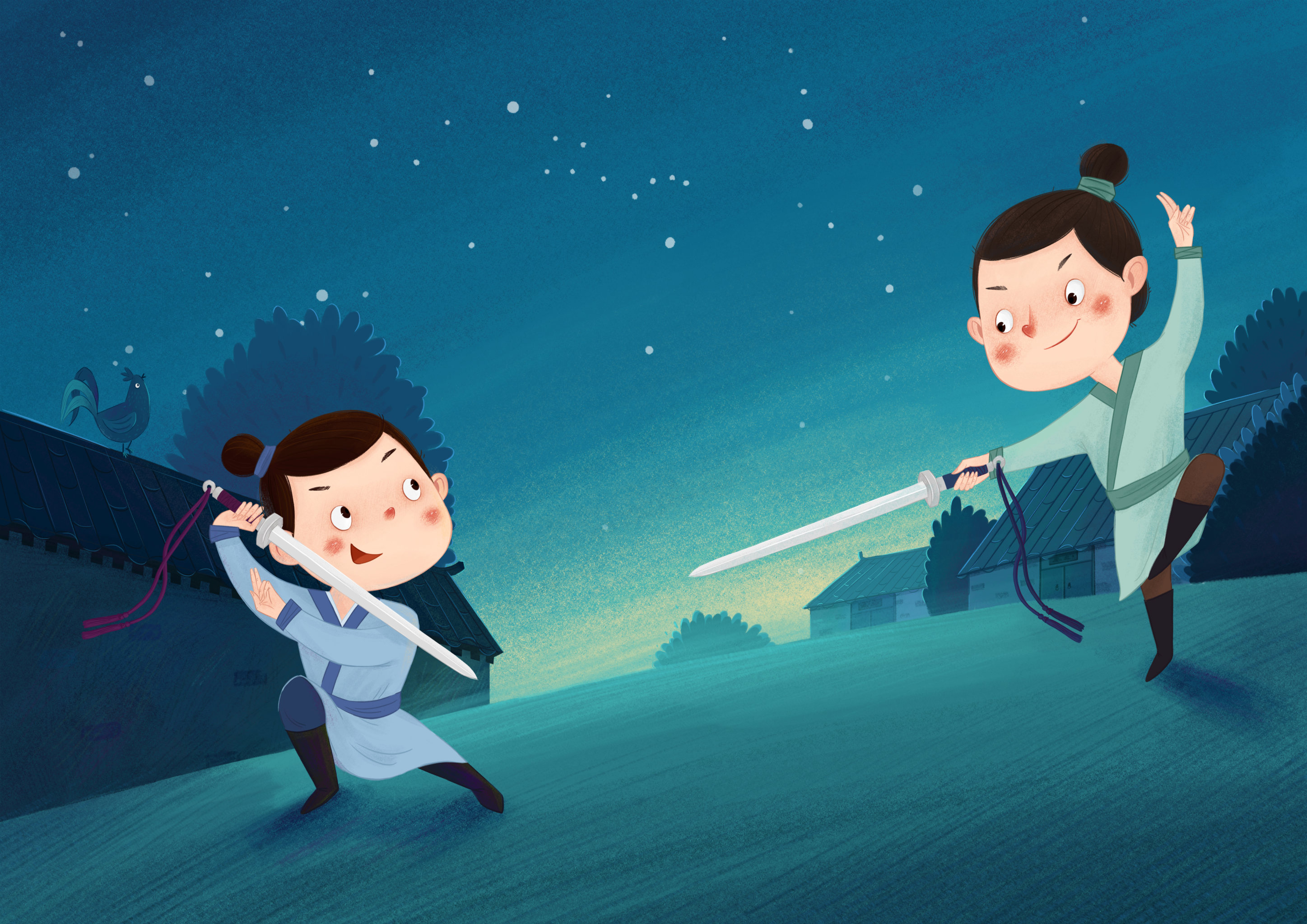 闻鸡起舞 - 喵柳 - 原创作品 - 视觉中国(shijueme)