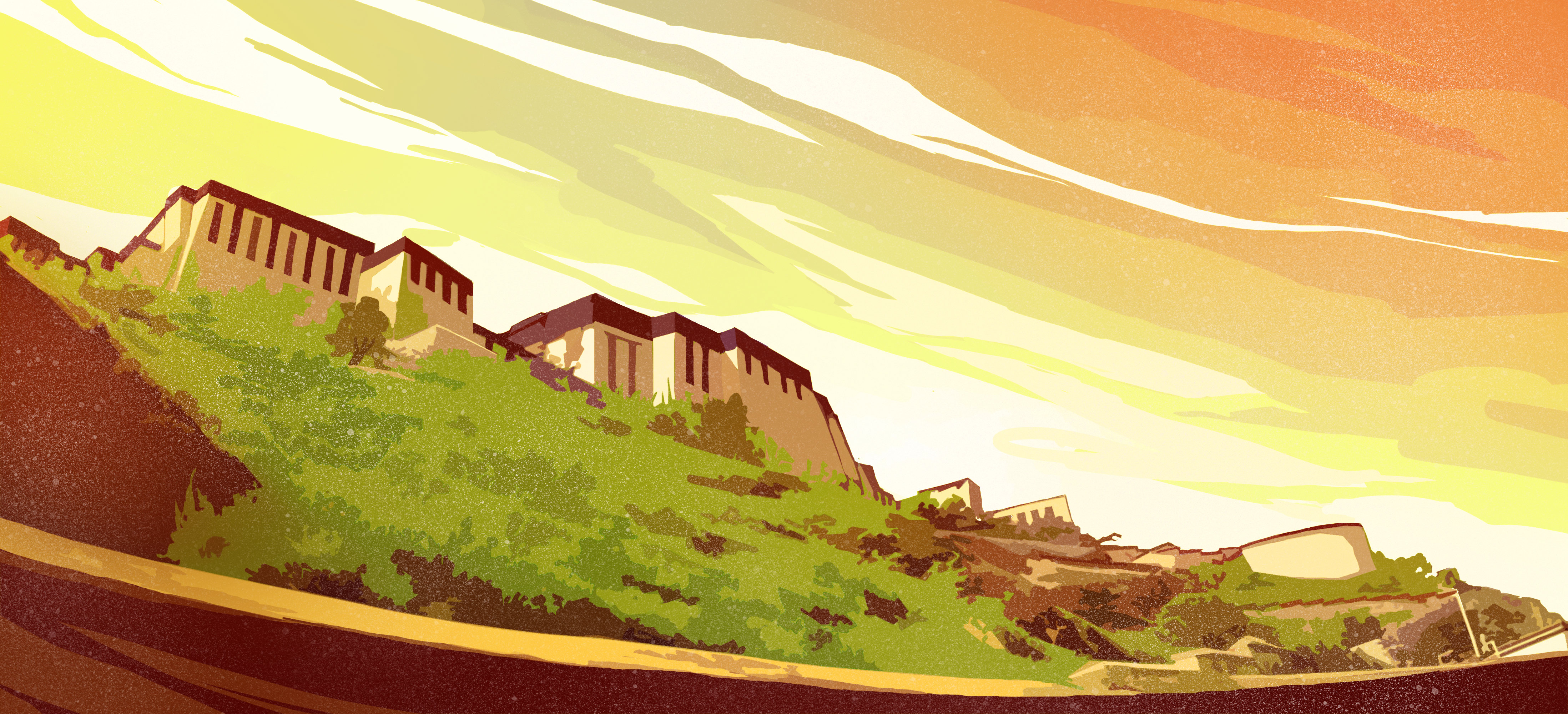 布达拉宫手绘风格插画 - alq - 原创作品 - 视觉中国(shijueme)