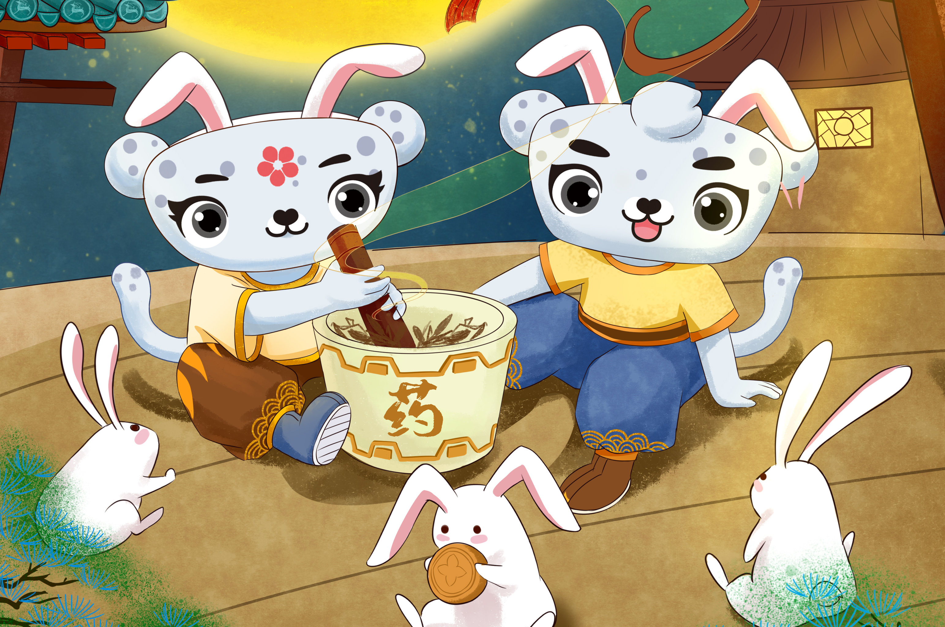 中秋快乐!兔子每天捣药很忙,让小豹子来值一天班吧