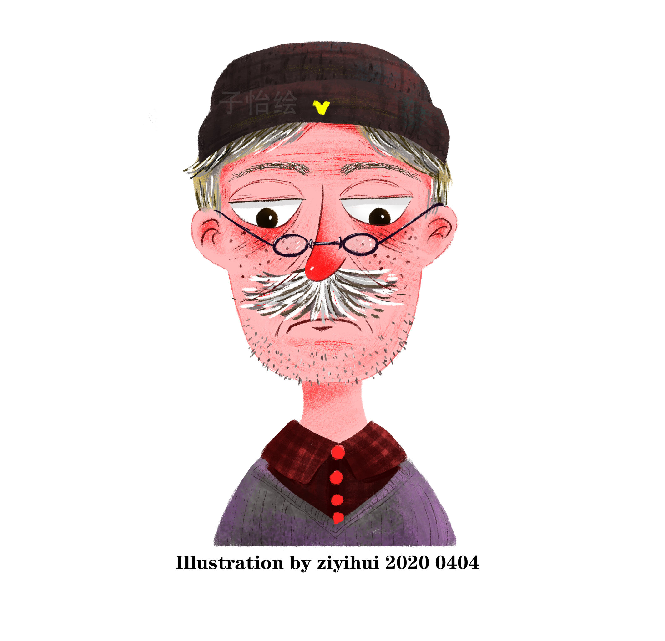 老爷爷 - 子怡插画 - 原创作品 - 视觉中国(shijueme)