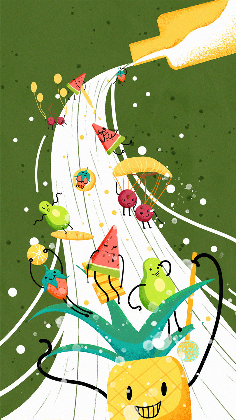 插画水果自由扁平清新风