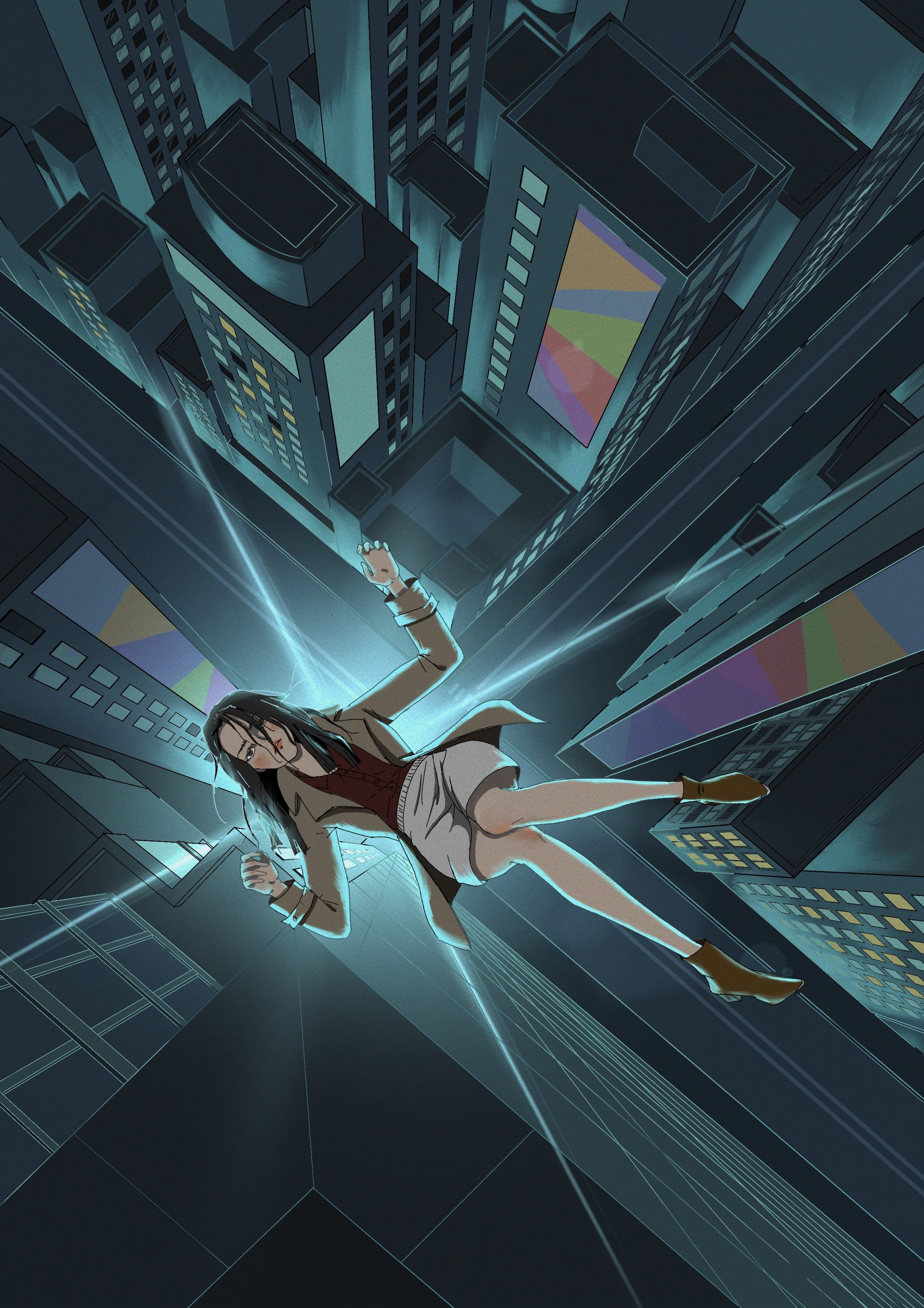 你可曾梦到自己突然坠落原创系列插画