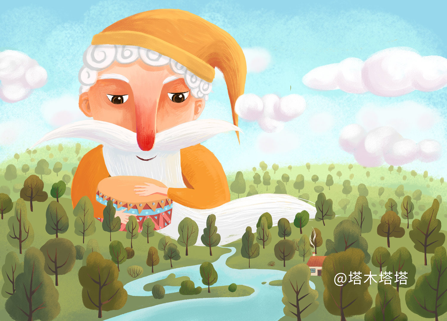 儿童插画-春雷爷爷