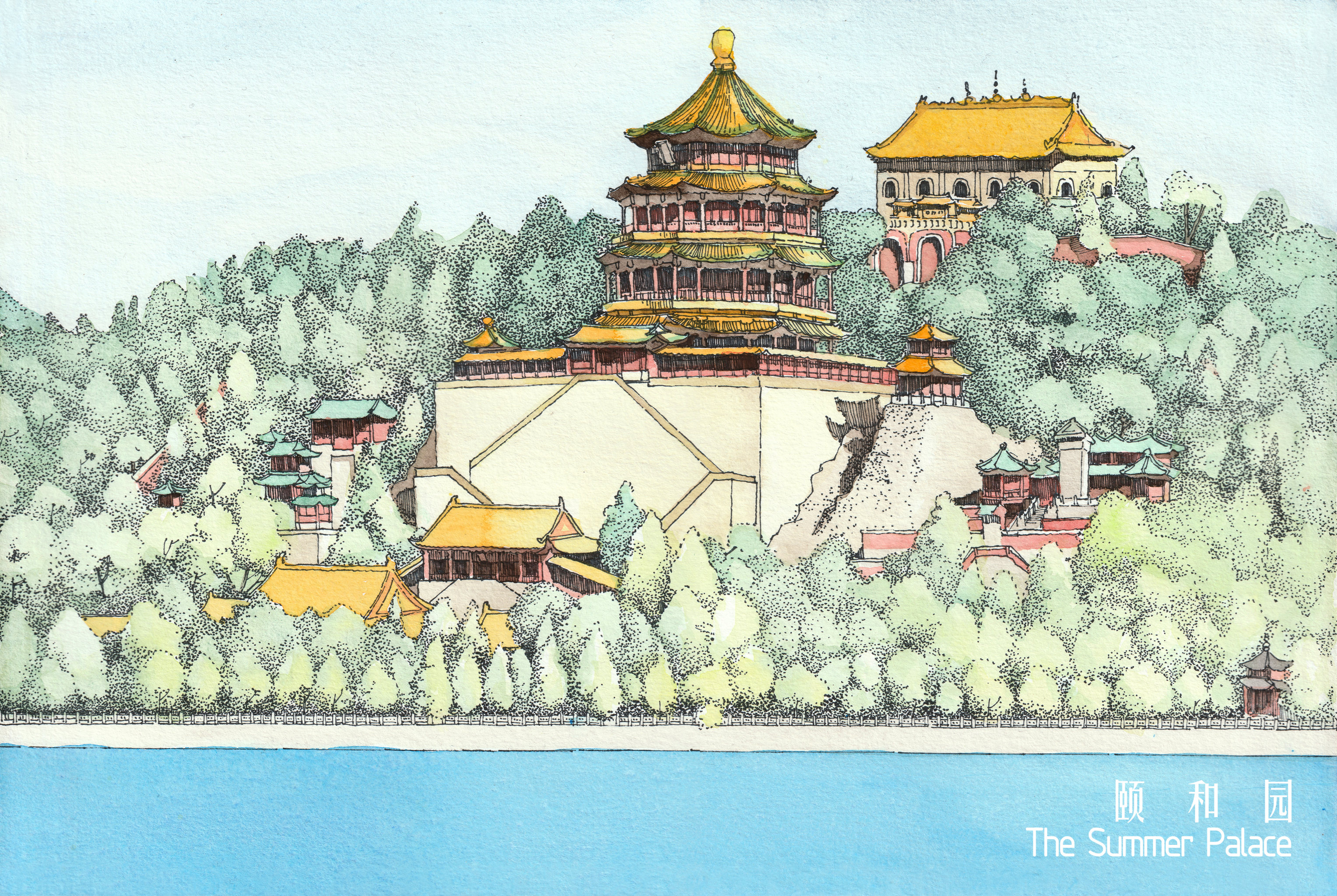 曹魏古城绘画图片