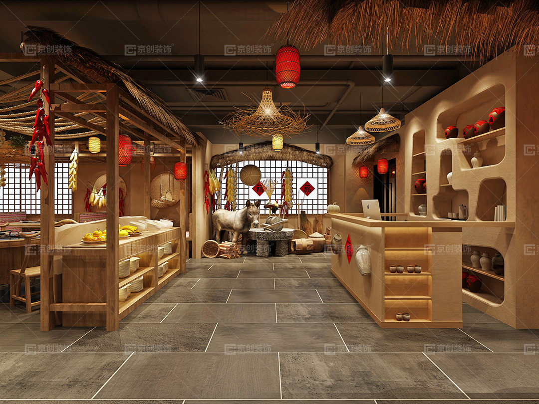 农家特色地锅鸡餐厅设计京创装饰设计作品欣赏