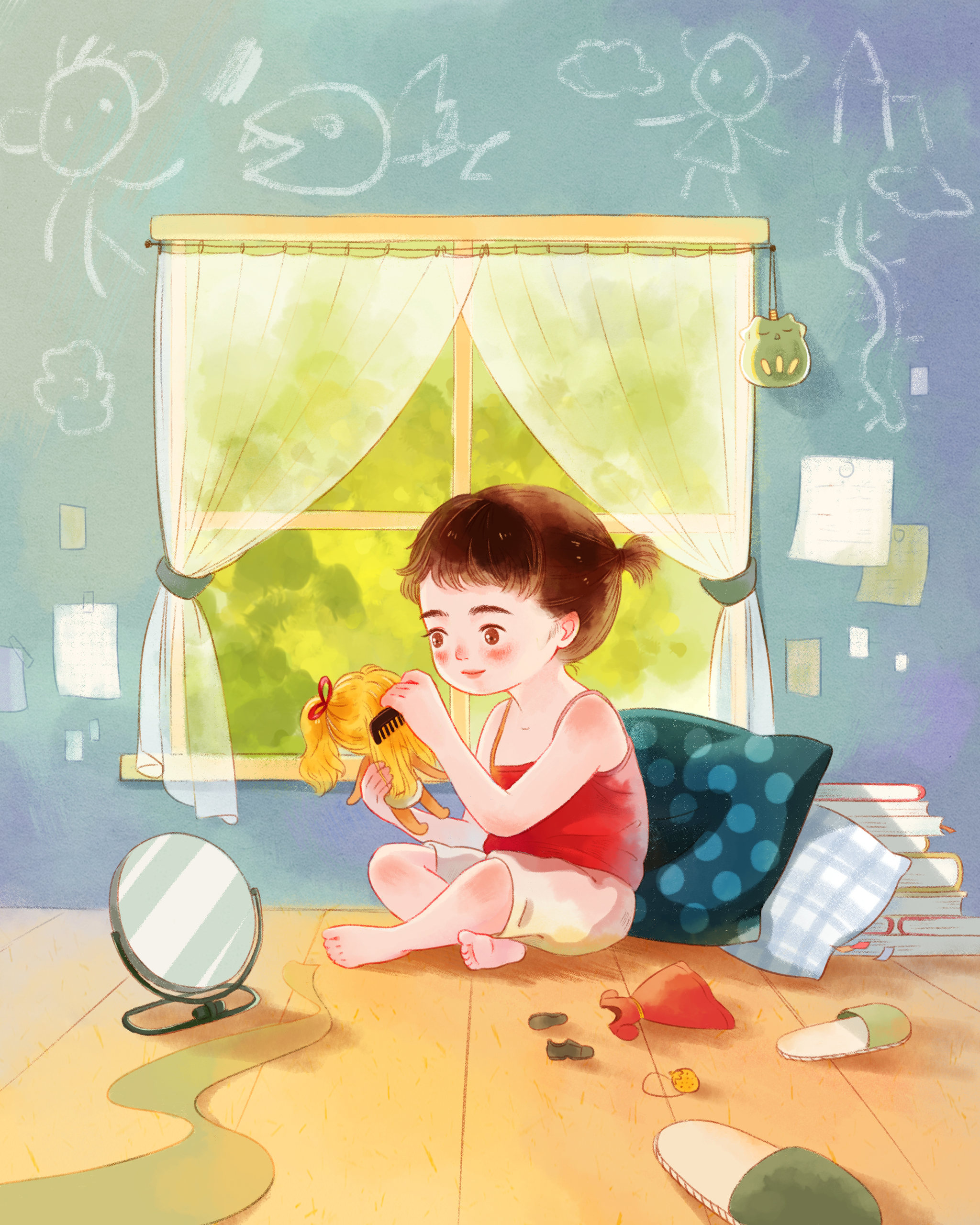 一个人的游乐场系列插画