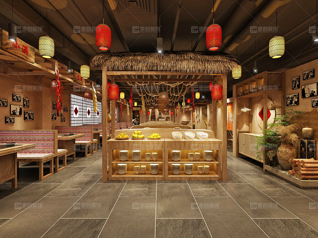 农家特色地锅鸡餐厅设计京创装饰设计作品欣赏