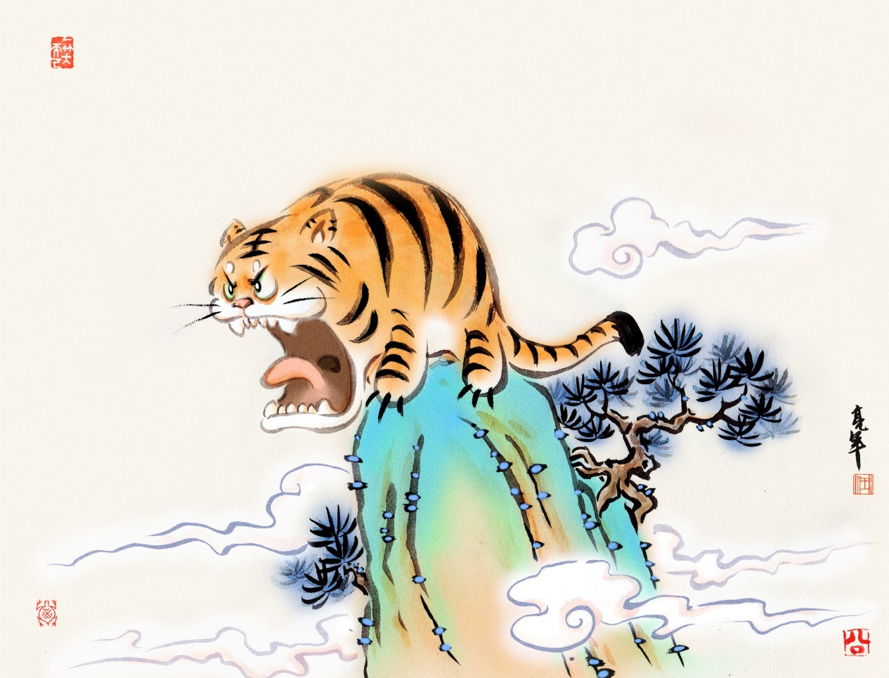 亮年和他的水墨"小老虎"