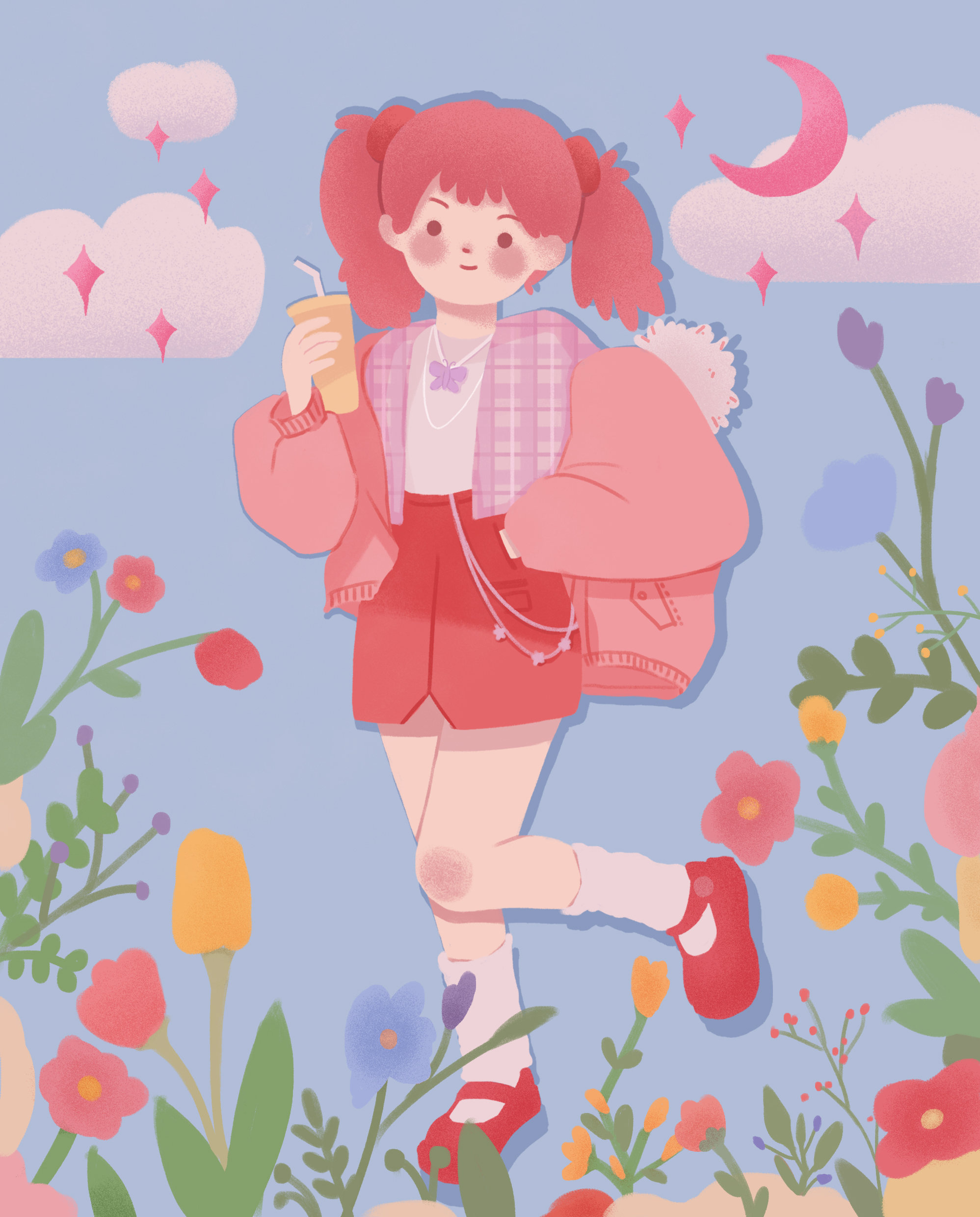 插画扁平风格少女插画