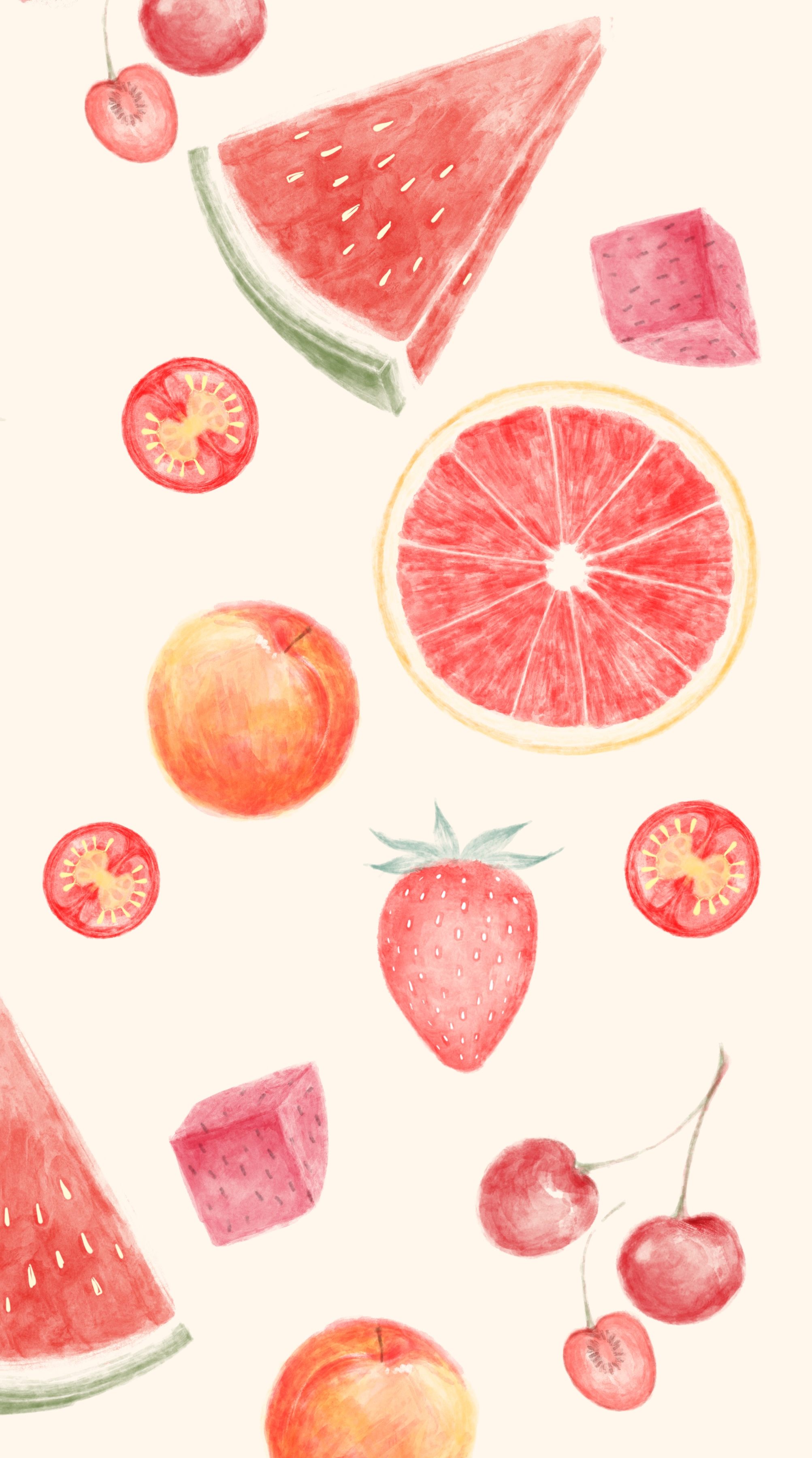 水彩风水果壁纸