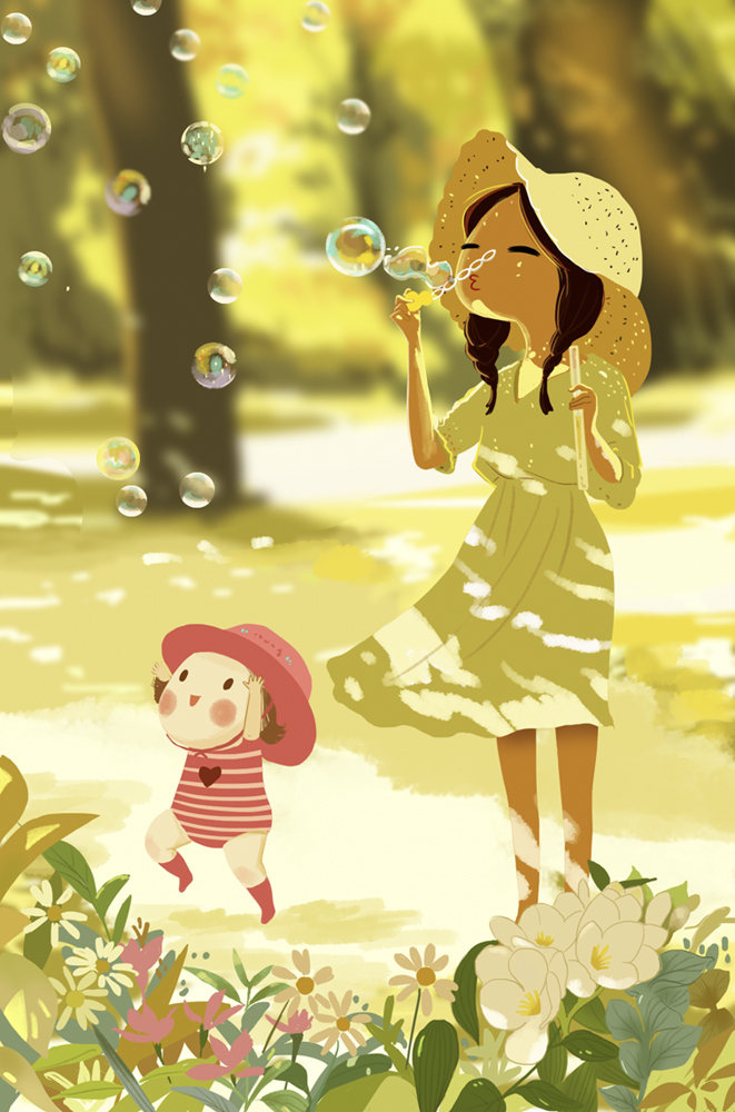 充满温暖阳光的亲子治愈系插图 - 菲菲美智 - 原创作品 - 视觉中国(爱